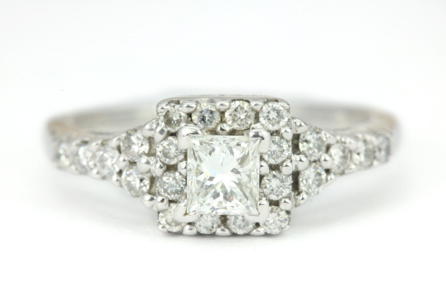 1.15tcw Art Deco Vintage Princess Cut Diamond Engagement Ring - Elegant Wedding & Proposal Jewelry for Her
