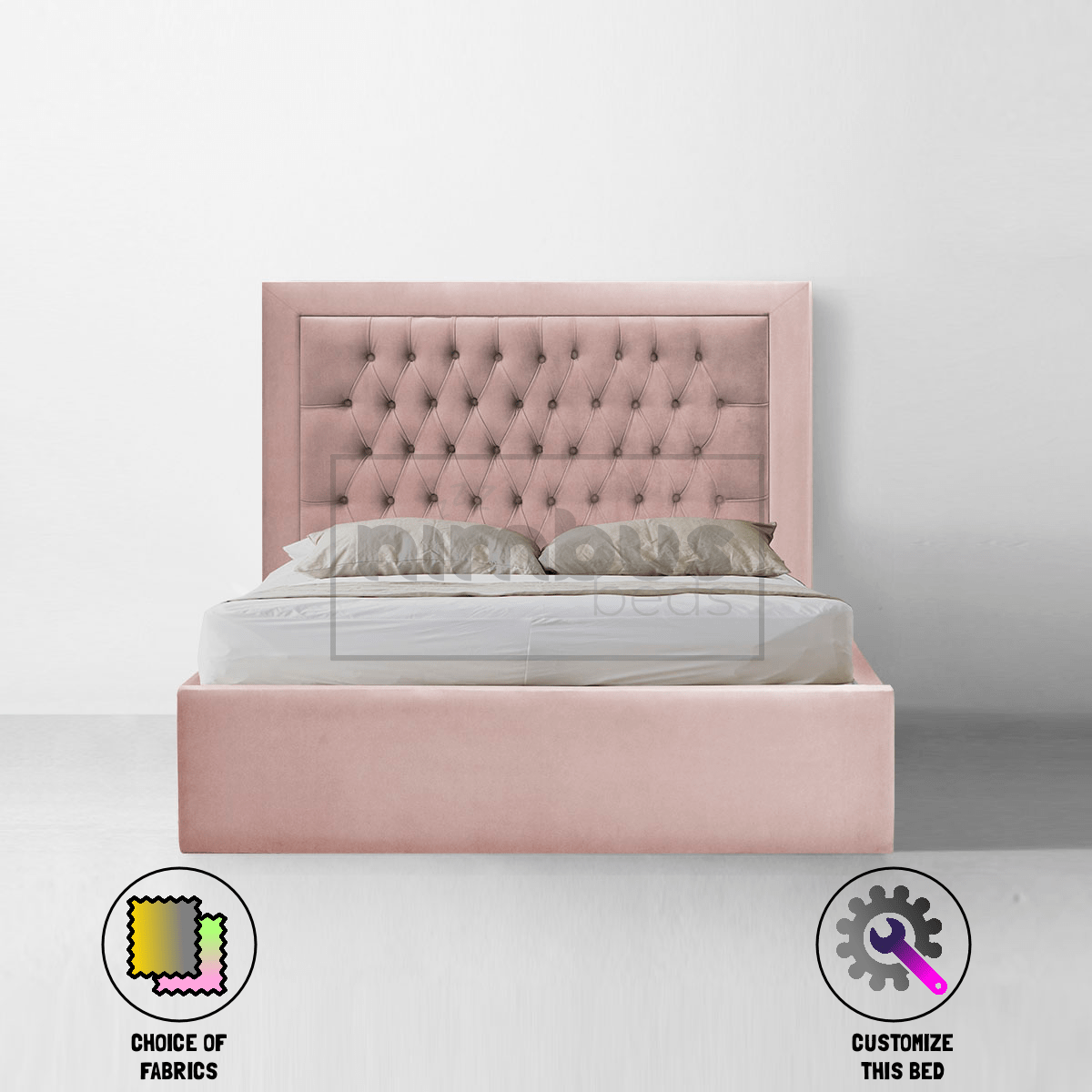 Chesterfield Bumper Bed Frame - Queen Size Upholstered Platform Bed with Tufted Headboard for Bedroom | Perfect for Modern, Classic & Luxury Home Decor