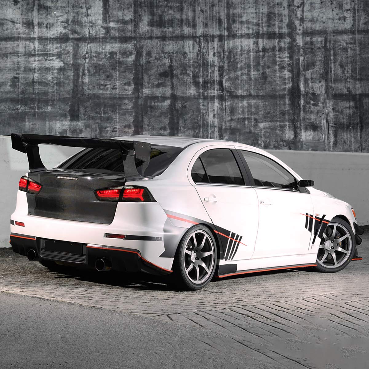 YUANZHENG Full LED Tail Lights Assembly for Mitsubishi Lancer EVO X Sedan 2008-2018 - Smoked Lens Sequential Turn Signal Rear Lamps (YAB-YS-0155BH) - Driver & Passenger Side Replacement - Perfect for Night Driving & Car Customization