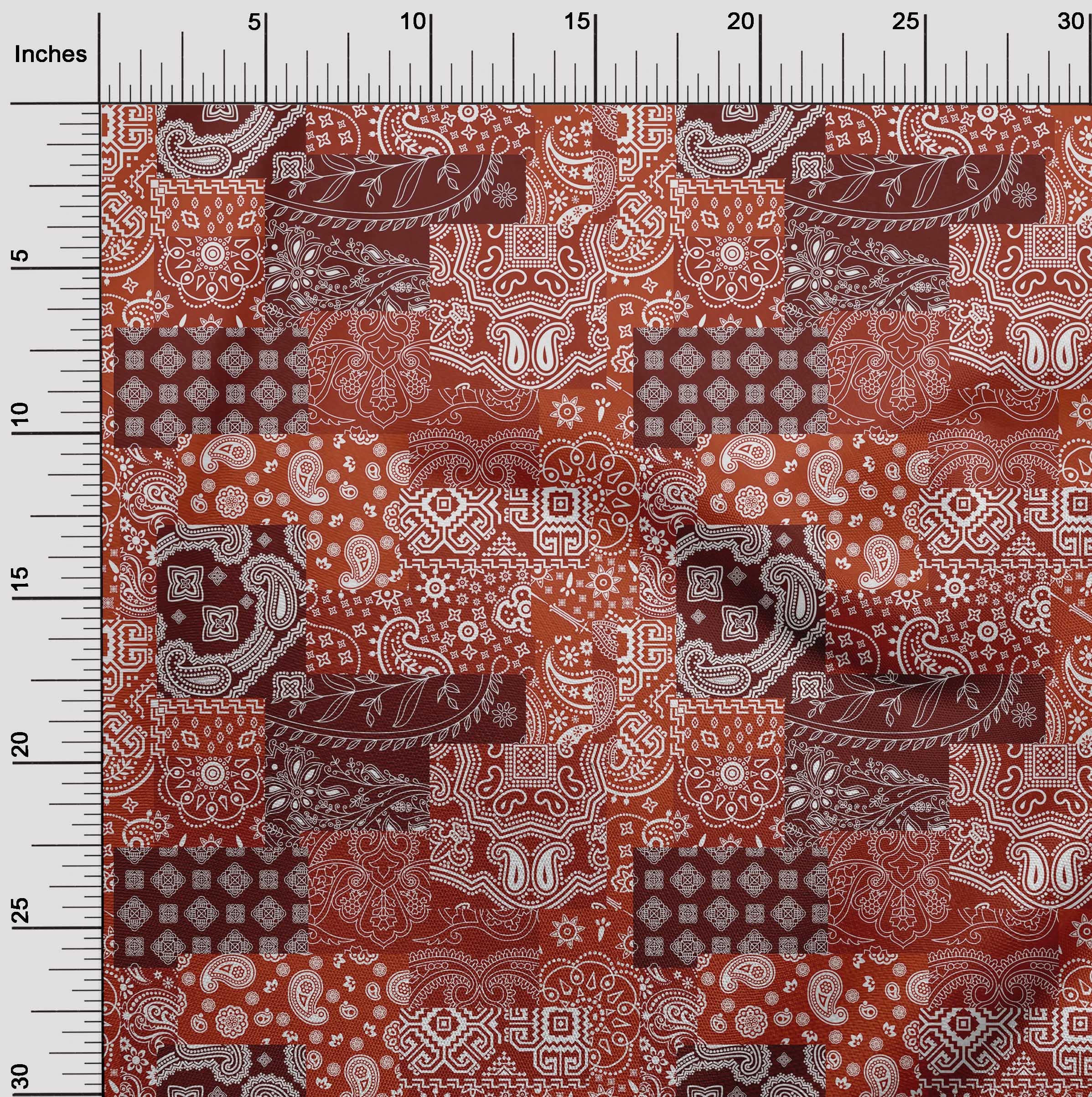 oneOone Cotton Poplin Rust Brown Fabric - 42 Inch Wide Printed Patchwork Sewing Material by The Yard for DIY Clothing & Quilting | Perfect for Dresses, Shirts, and Home Decor Projects