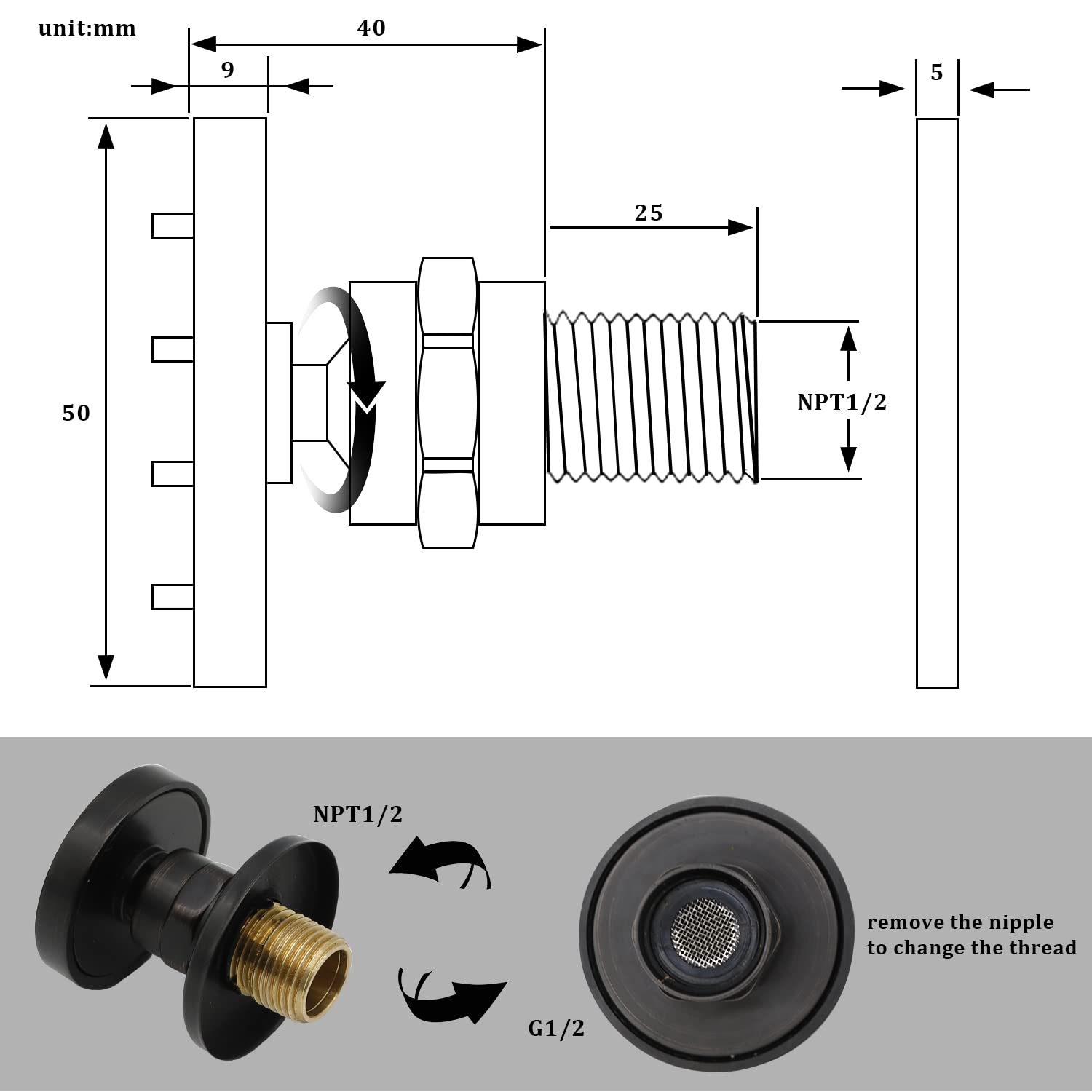 HOMEDEC 2 Inch Round Brass Showerhead - 6 Pack Oil Rubbed Bronze Wall Mount Shower Jets for Spa Massage & Body Spray - Perfect for Bathroom Renovation & Luxury Shower Experience