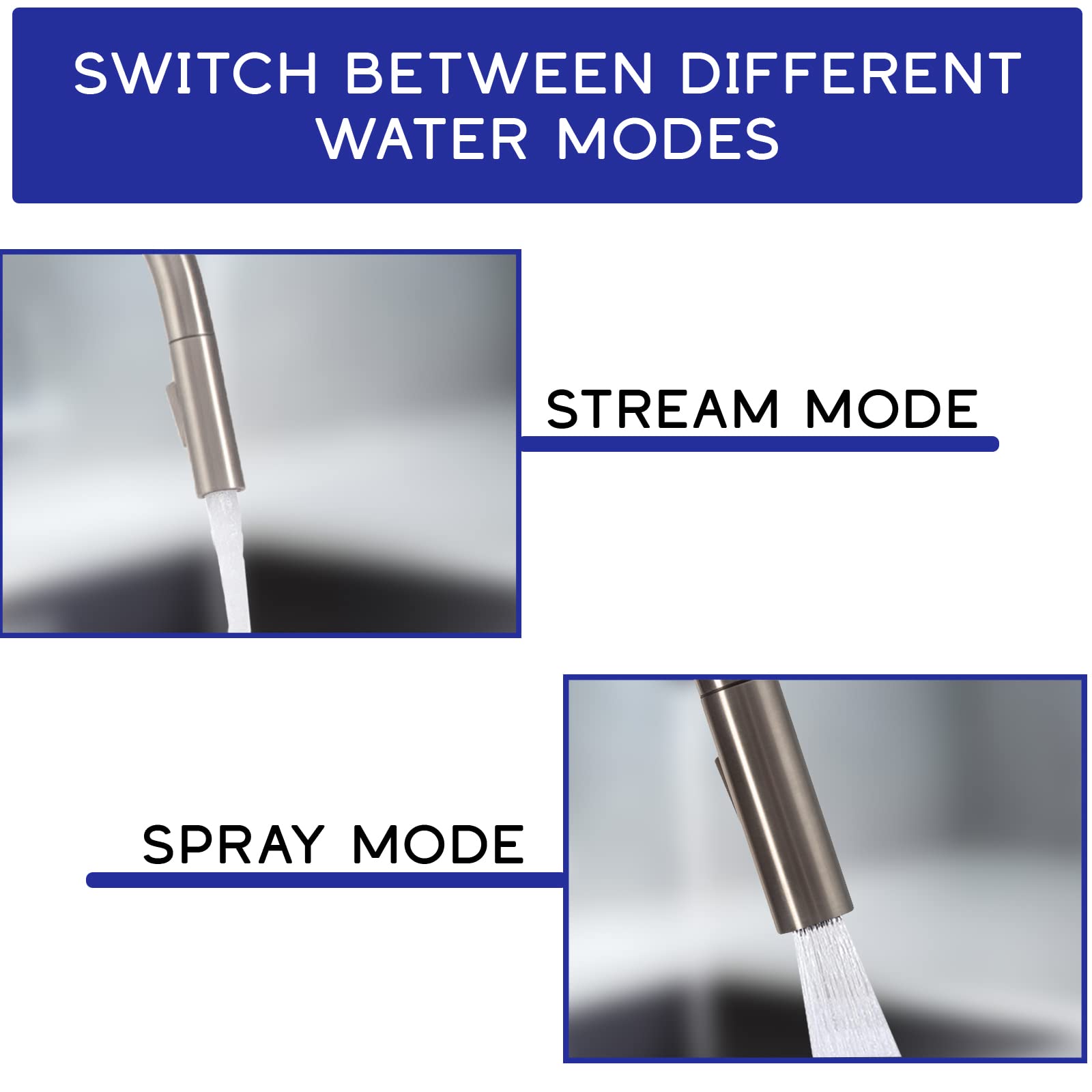 Strictly Sinks Pull Down Kitchen Faucet - Brushed Nickel Laundry Faucet with 360° Swiveling Spout & Dual Spray Modes for Kitchen, Bar & Utility Sink | Perfect for Washing Dishes, Filling Pots & Cleaning Tasks