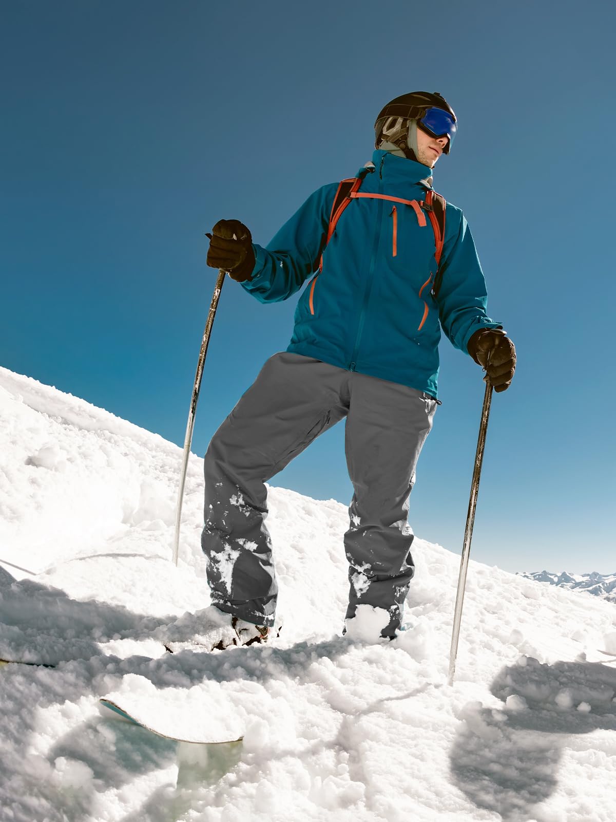 FREE SOLDIER Men's Waterproof Insulated Snow Bib Overalls - Windproof Softshell Ski Pants for Winter Sports & Outdoor Activities - Perfect for Skiing, Snowboarding & Cold Weather Adventures