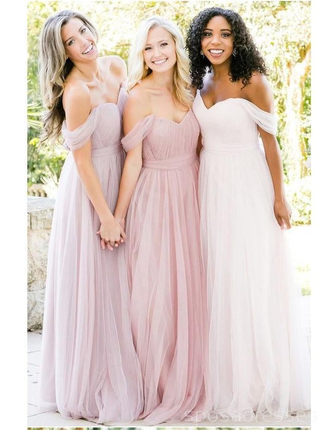 Custom Off Shoulder Tulle A-Line Long Bridesmaid Dresses - WG234 | Elegant Wedding Party Gowns for Formal Events, Prom & Special Occasions