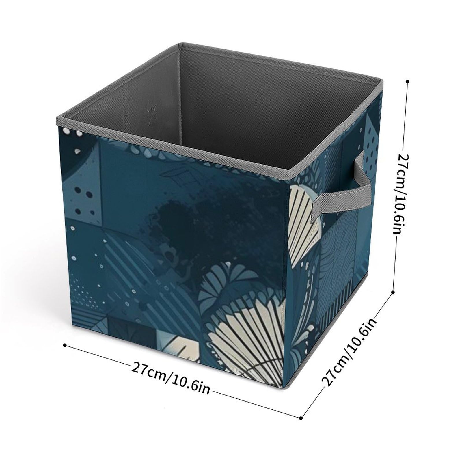 Foldable Blue Geometric Pattern Storage Cubes with Handles - Closet Organizer Bins for Cabinet, Shelf & Wardrobe | Perfect for Home, Office & Kids Room Organization