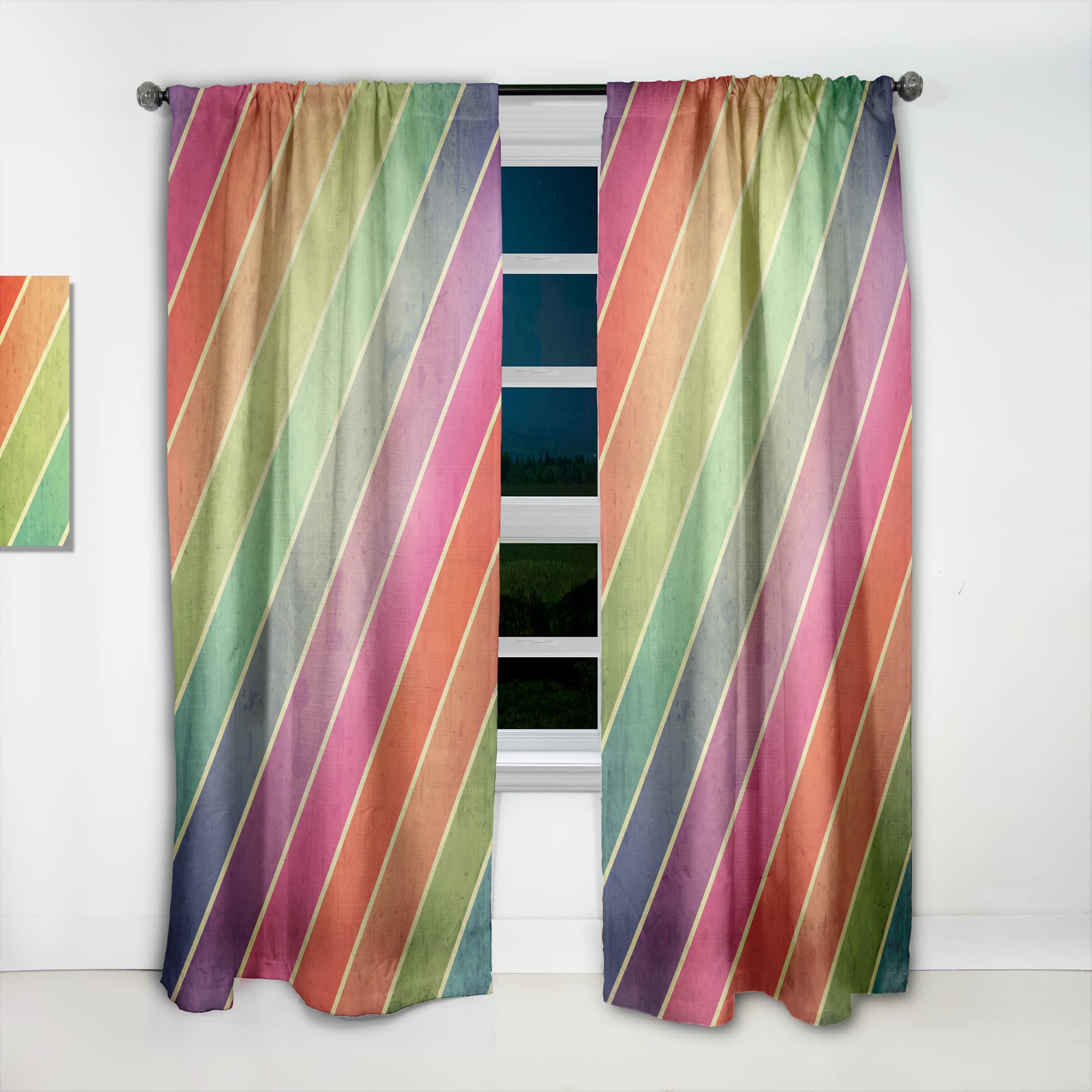 DesignQ Geometric Retro Pattern Blackout Curtains - Thermal Insulated Single Panel 52x63 Inches for Bedroom & Living Room - Perfect for Home Decor, Noise Reduction & Light Blocking