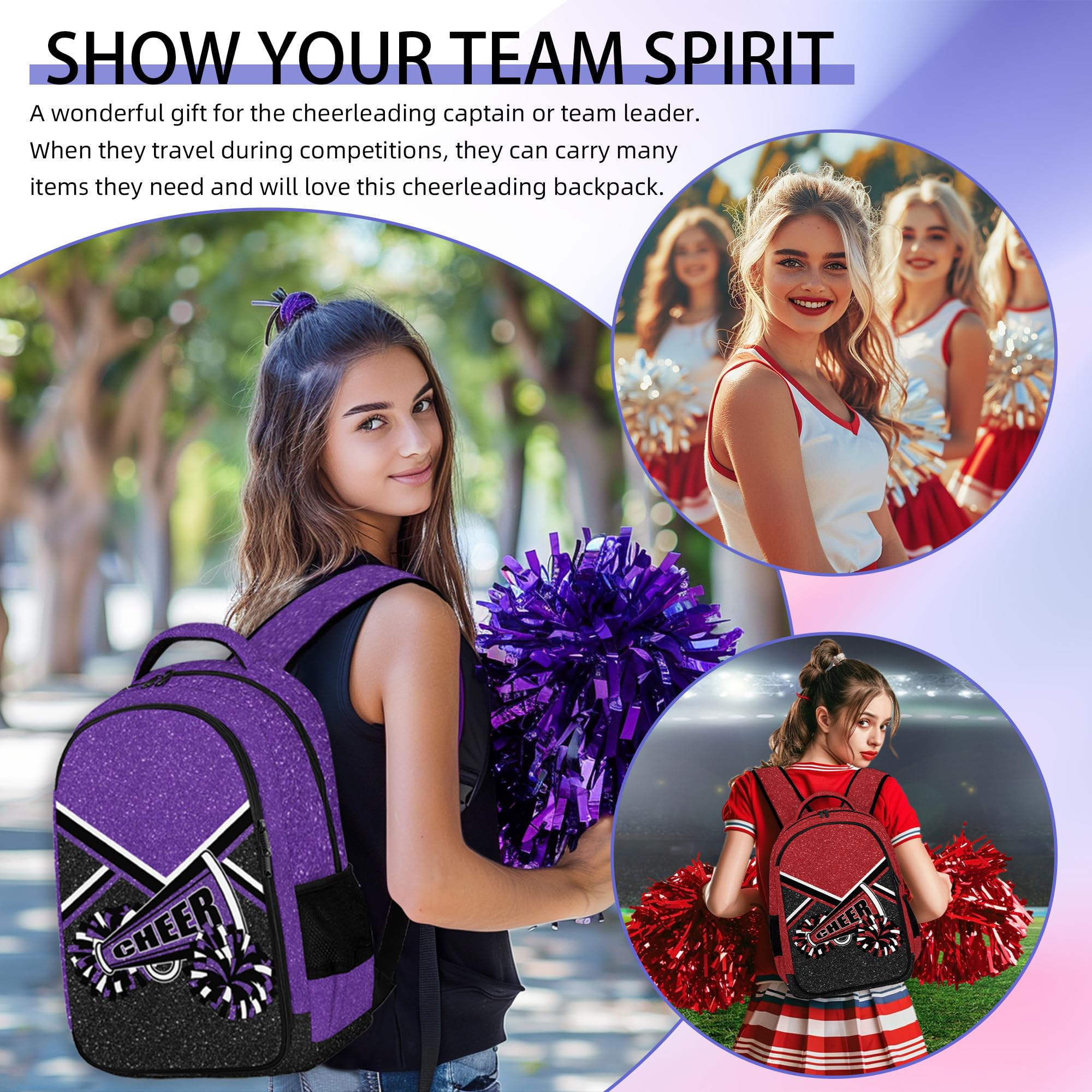 Cheerleader Backpack for Women & Teams - Durable Cheerleading Sports Bag with Adjustable Straps (Red) - Perfect for Gym, Practice, Competitions & School