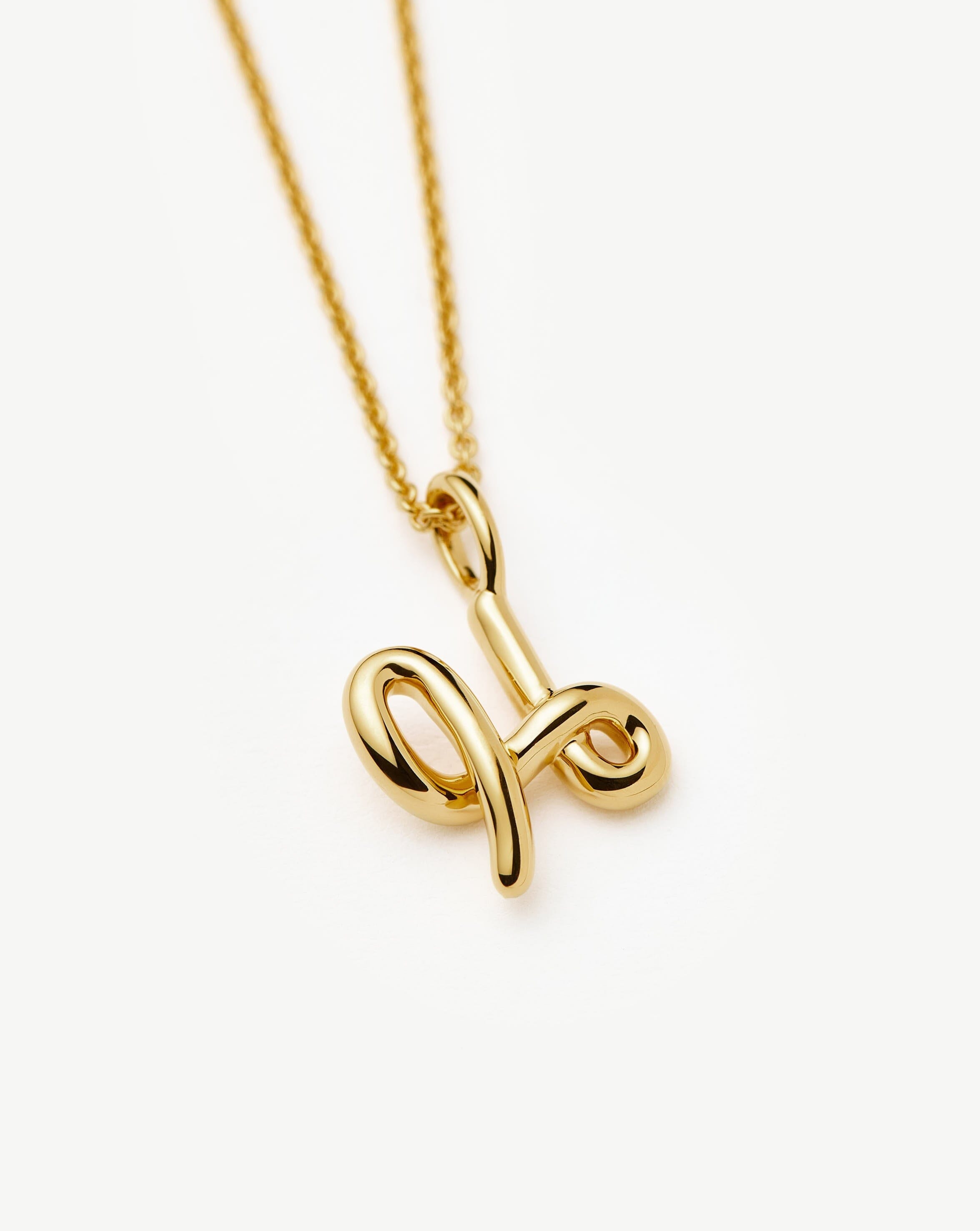 Curly Molten Mini Initial Necklace in 18k Gold Vermeil - Personalized Jewelry for Women, Dainty Layering Necklace, Gift for Her, Birthday, Anniversary, Valentine's Day