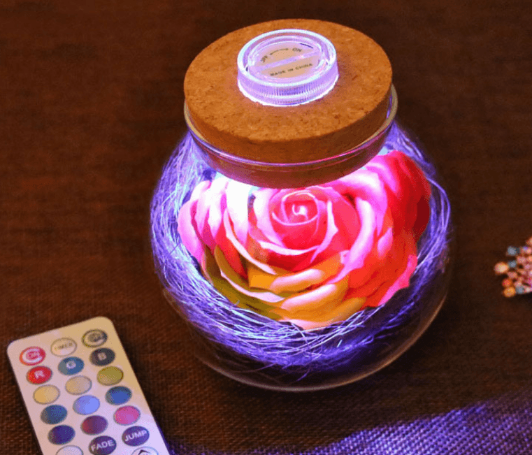 Romantic Illuminated Rose Light with Remote Control - Perfect for Valentine's Day Gifts, Wedding Decor, and Bedroom Night Light