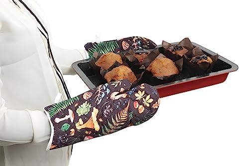 AAZEEM Heat Resistant Oven Mitts & Pot Holders Set - Non-Slip Silicone Cooking Gloves for Baking, Grilling, Roasting (3-Piece, Black) - Perfect for Kitchen, BBQ & Outdoor Cooking