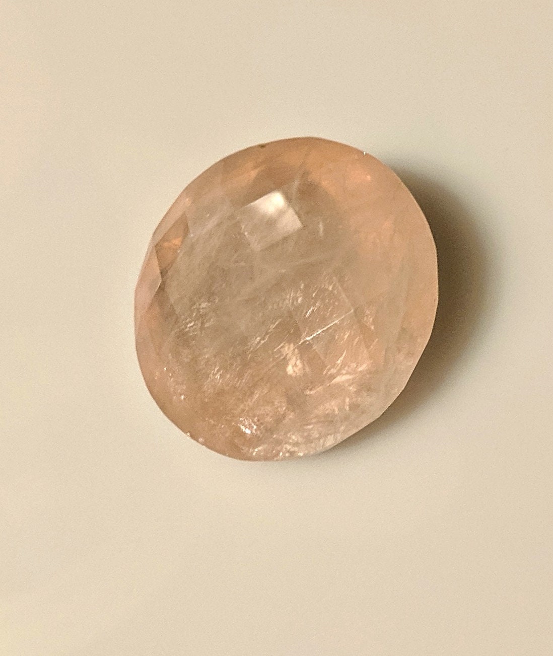 62ct Natural Genuine Rose Quartz Gemstone - 26mm Round Checkerboard Cut Faceted Translucent Stone - Large Size Mined in USA - Perfect for Jewelry Making, Crystal Healing & Spiritual Decor