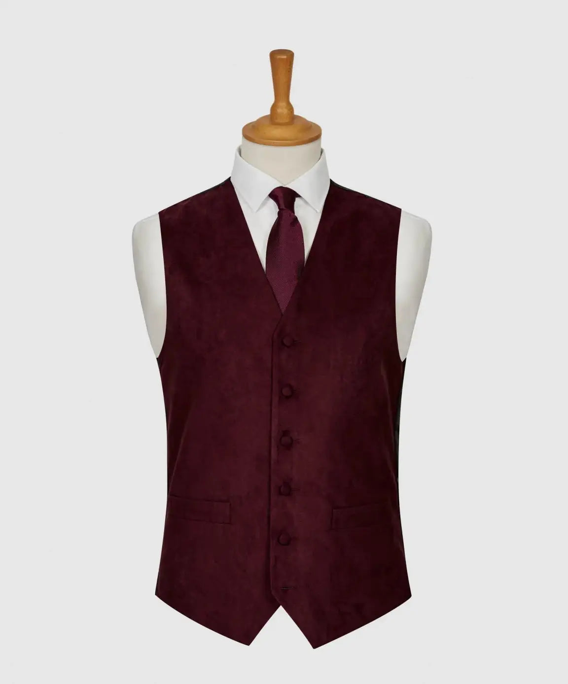 LA Smith Wine Suede Look Waistcoat for Men - Stylish Vintage Vest for Casual Wear, Parties & Date Nights