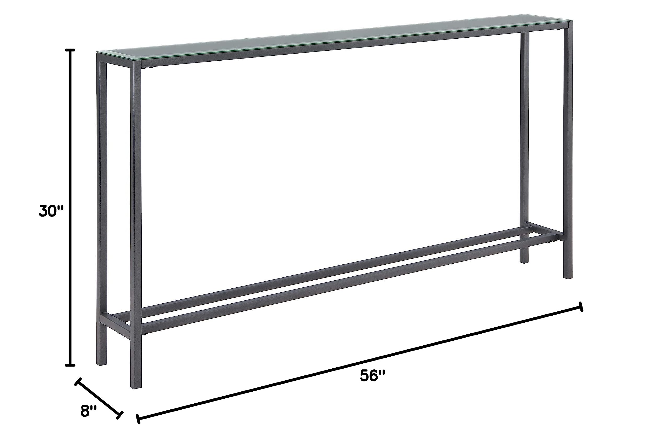 SEI Engra Narrow Long Console Table with Mirrored Top in Gunmetal Gray - Perfect for Entryway, Living Room, or Hallway Decor