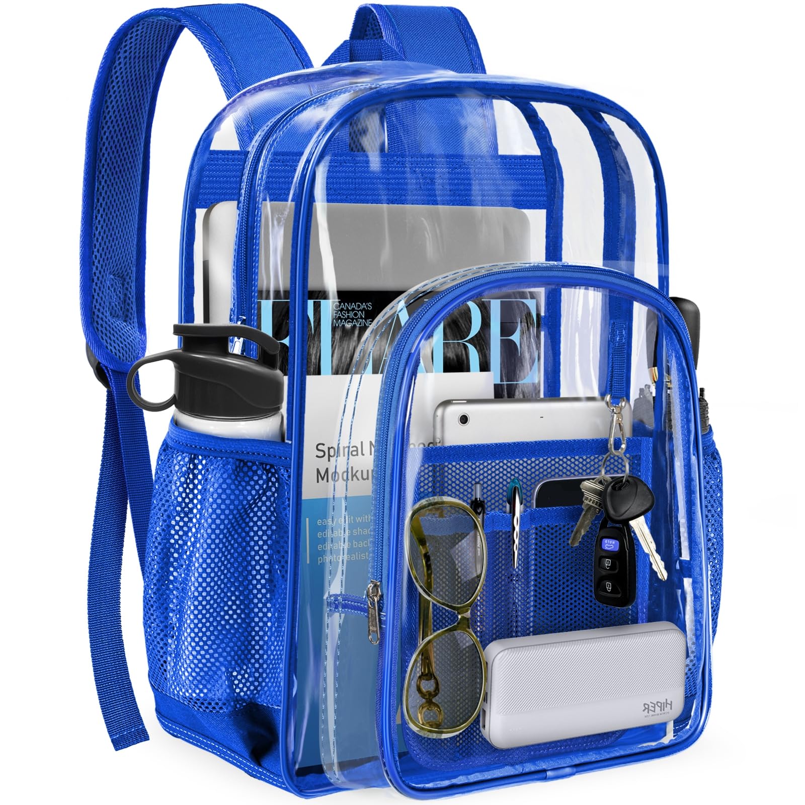 PAMANO Clear Backpack - Heavy Duty Transparent School Backpack for College, Work, Stadium Events & Travel - TSA Approved Security Bag (Blue) | Perfect for Concerts, Airports & School Security Checks