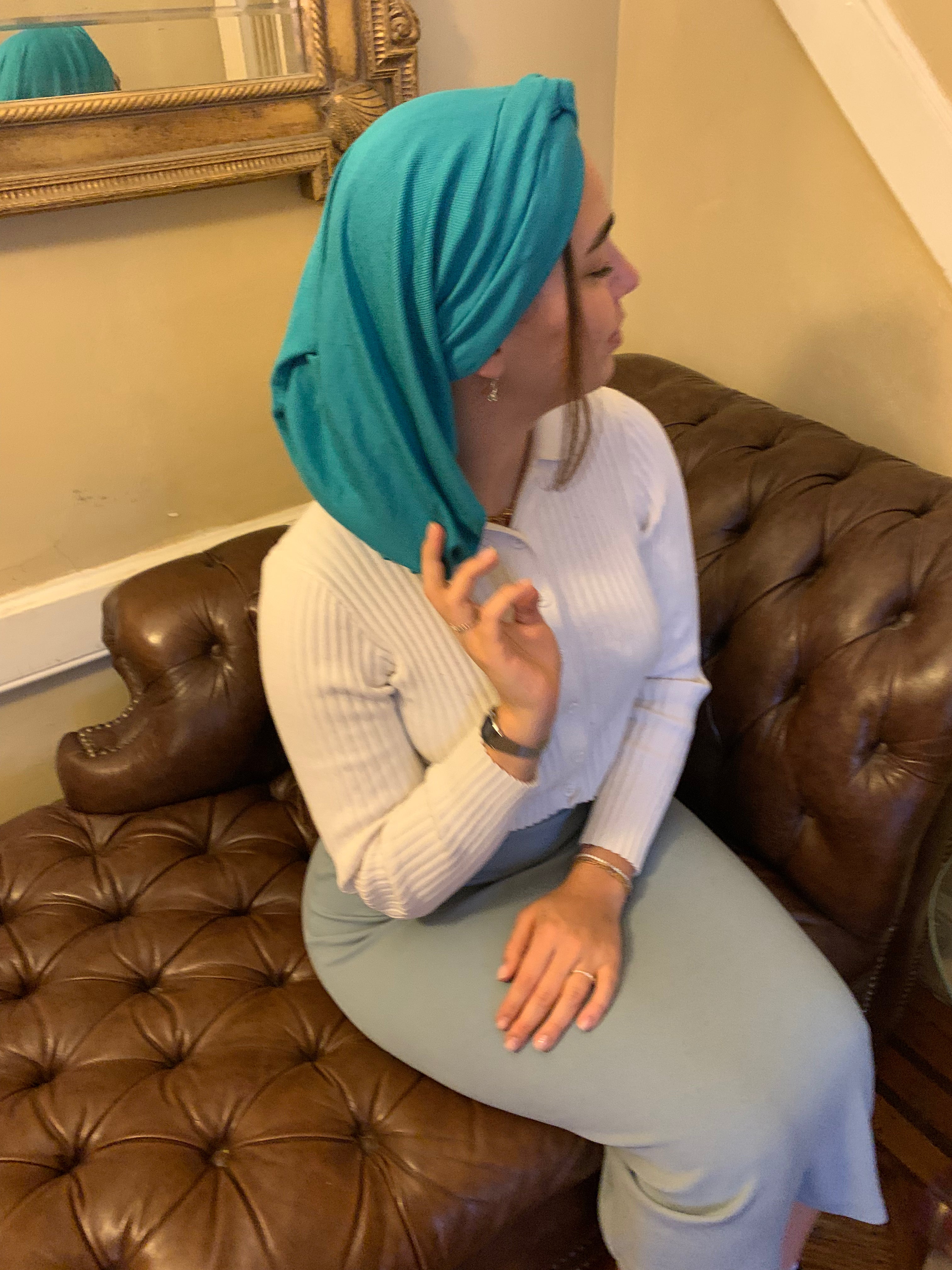 Turquoise Snood Turban Hijab - Premium Muslim Headscarf Made in USA by Uptown Girl Headwear | Perfect for Prayer, Modest Fashion & Everyday Wear
