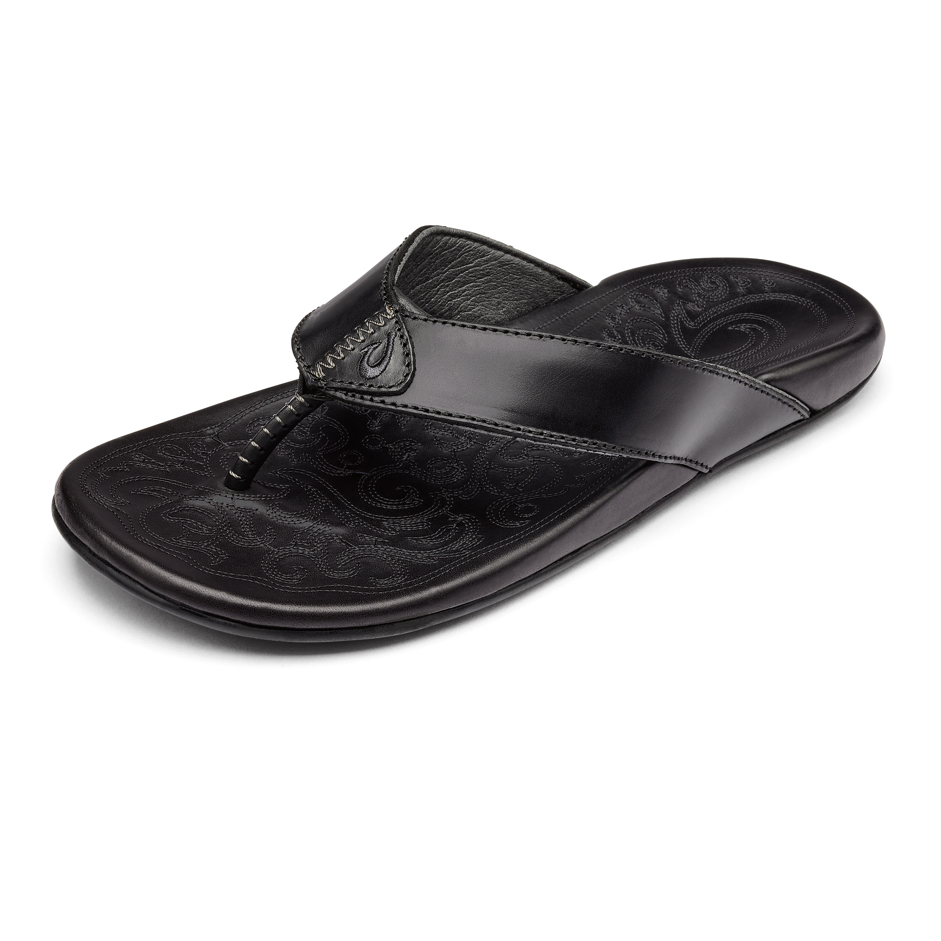 Mekila Men's Leather Beach Sandals - Black | Comfortable & Durable Flip Flops for Summer, Vacation & Outdoor Activities