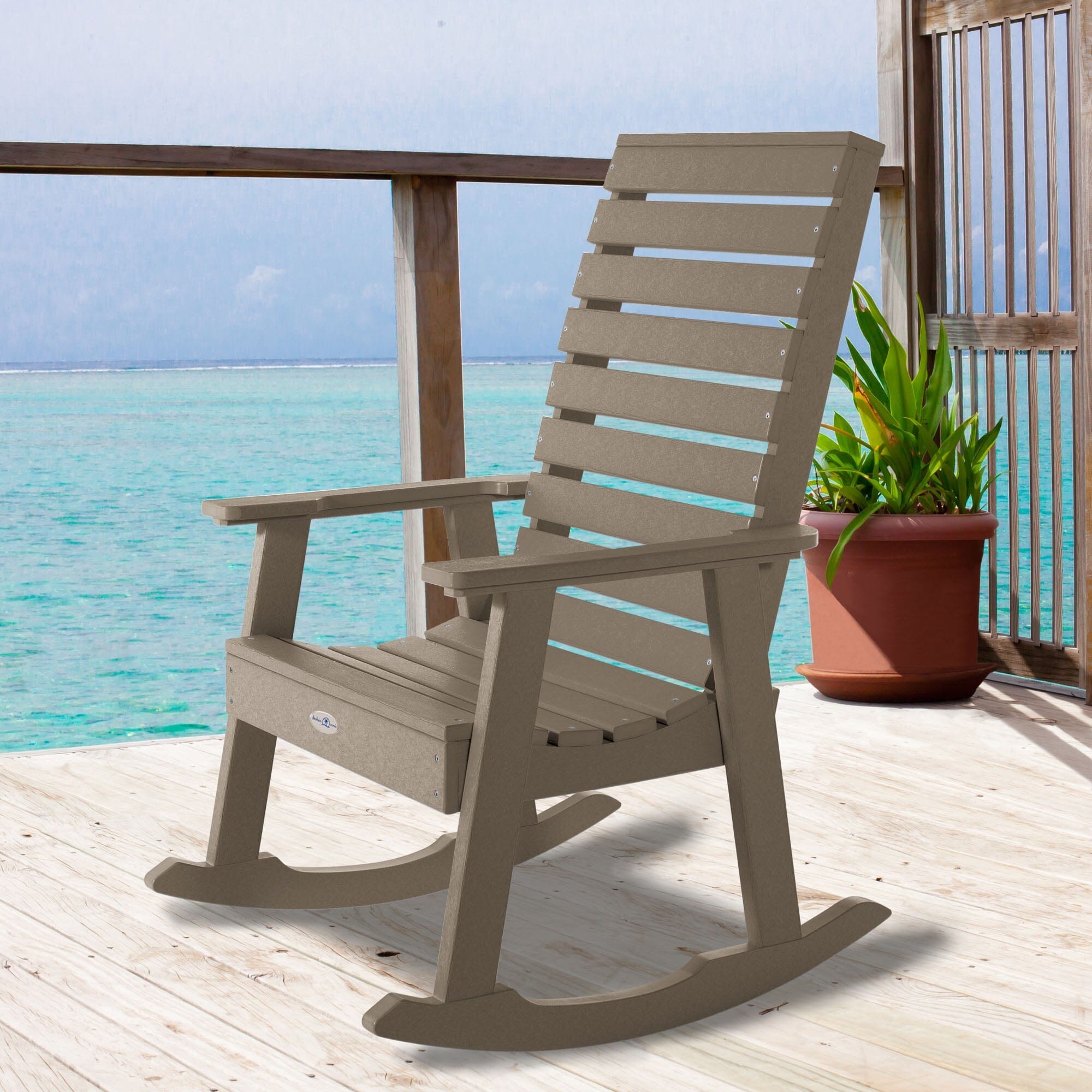 Premium Riverside Rocking Chair - Comfortable Outdoor Patio Rocking Chair with Weather-Resistant Wood, Perfect for Porch, Garden, and Backyard Relaxation