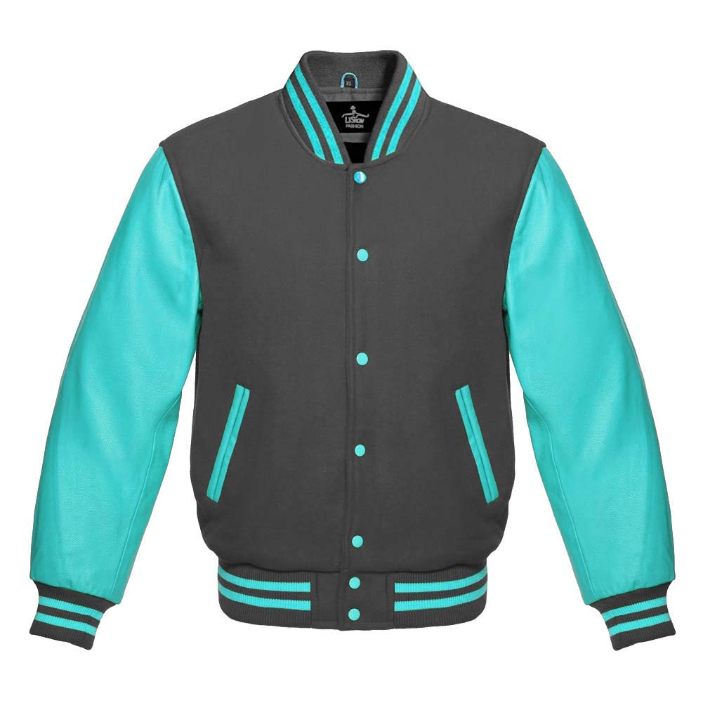 Premium Wool & Genuine Leather Varsity Jacket - Baseball Letterman Bomber Jacket for School & College | Perfect for Sports Teams, Campus Fashion & Casual Outfits