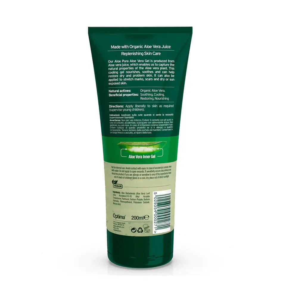 Pure Aloe Vera Gel for Skin & Hair - 99% Organic Soothing Moisturizer for Sunburn, Acne, Dry Skin & Scalp - Best for After Sun Care, Face Hydration & Hair Growth