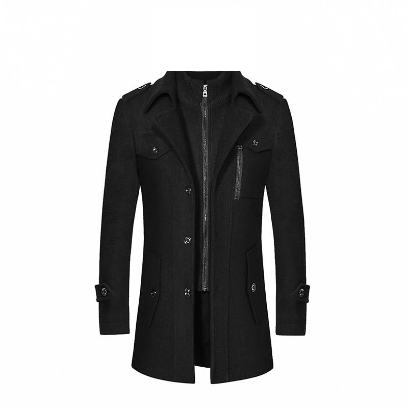 APOKA DEALS Men's Wool Trench Coat Winter Warm Pea Coat - Stylish Outerwear for Cold Weather, Office & Casual Wear