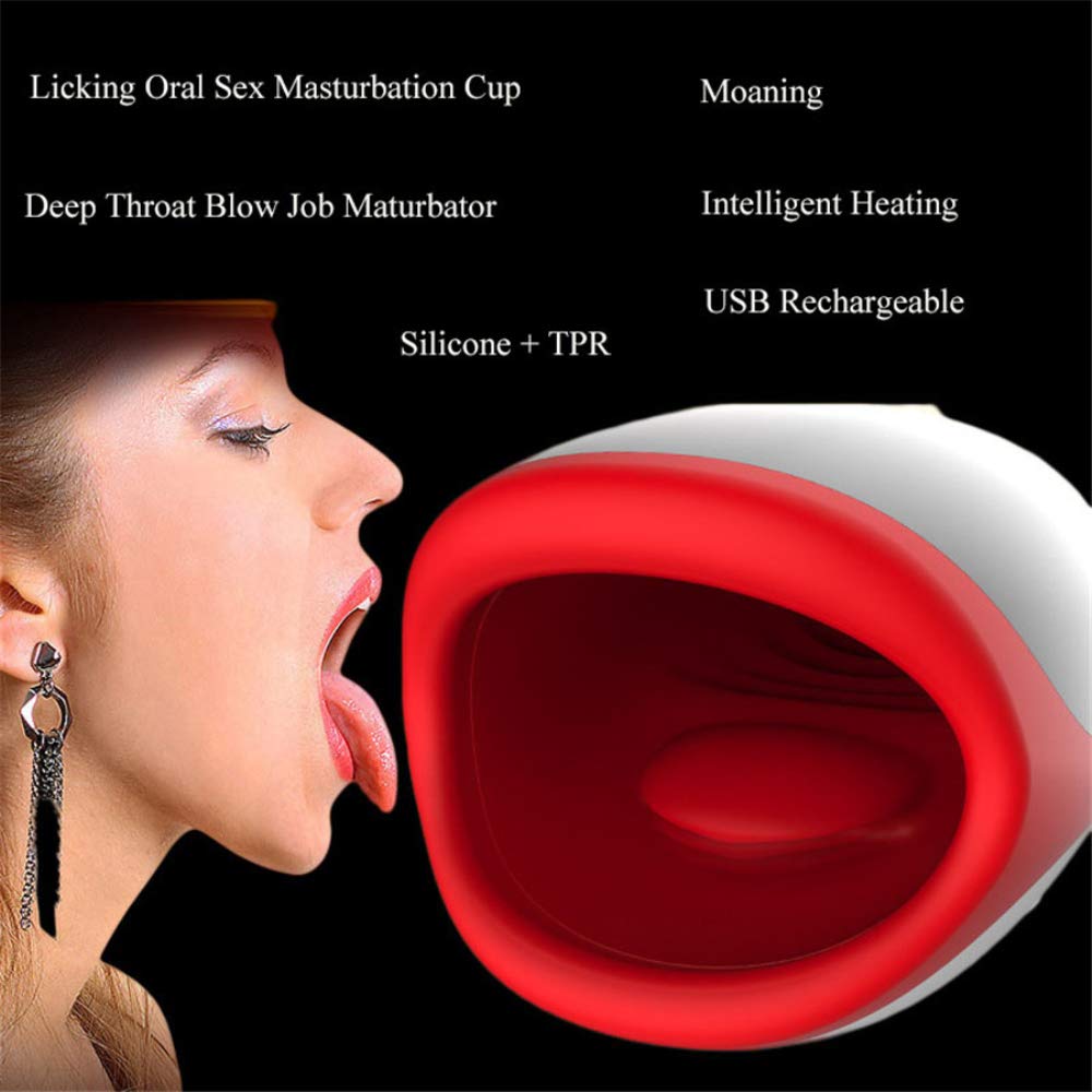 Intelligent Heating Deep Throat Oral Stimulator for Men - Tongue & Lip Sucking Device for Enhanced Pleasure - Perfect for Couples Play & Solo Use