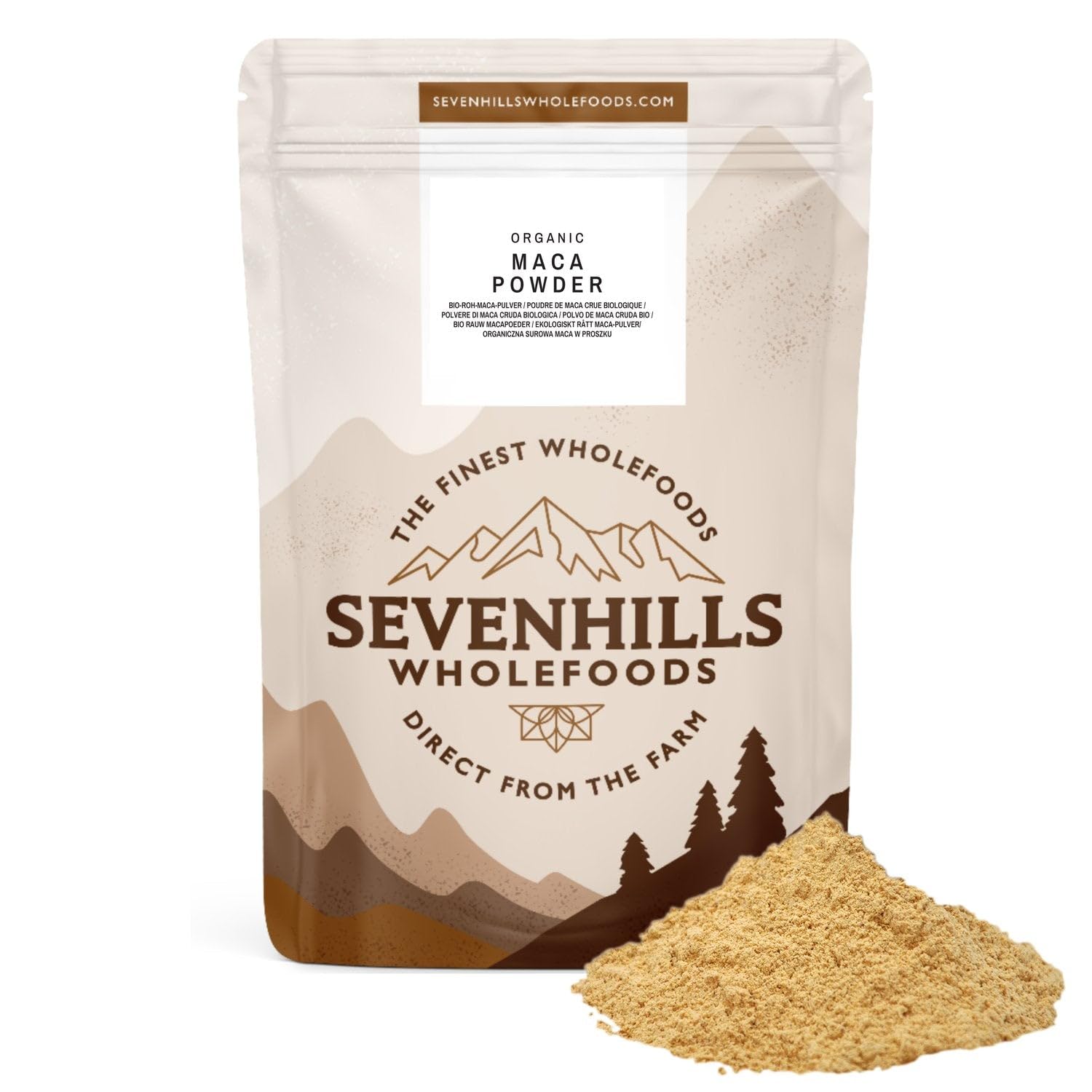 Organic Raw Maca Powder 1kg from Peru | Pure Maca Root Supplement for Energy & Endurance | Vegan, Gluten-Free, Non-GMO, Kosher | by Sevenhills Wholefoods | Boost Workouts, Hormone Balance & Stress Relief
