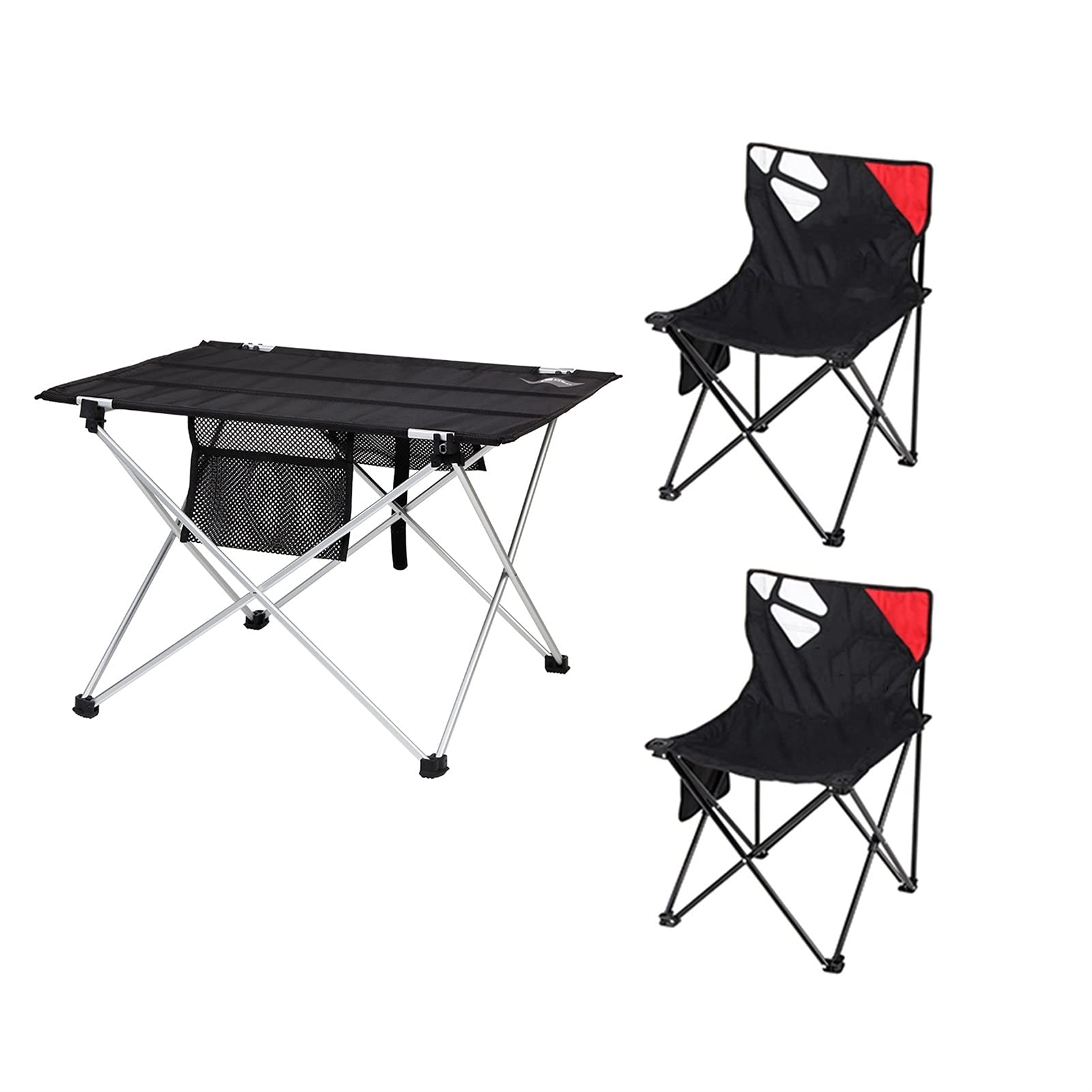 Portable Folding Camping Table and Chair Set - Lightweight Outdoor Picnic Furniture for Hiking, Beach, Backyard, BBQ (75x55x52cm) - Easy to Carry & Compact Design