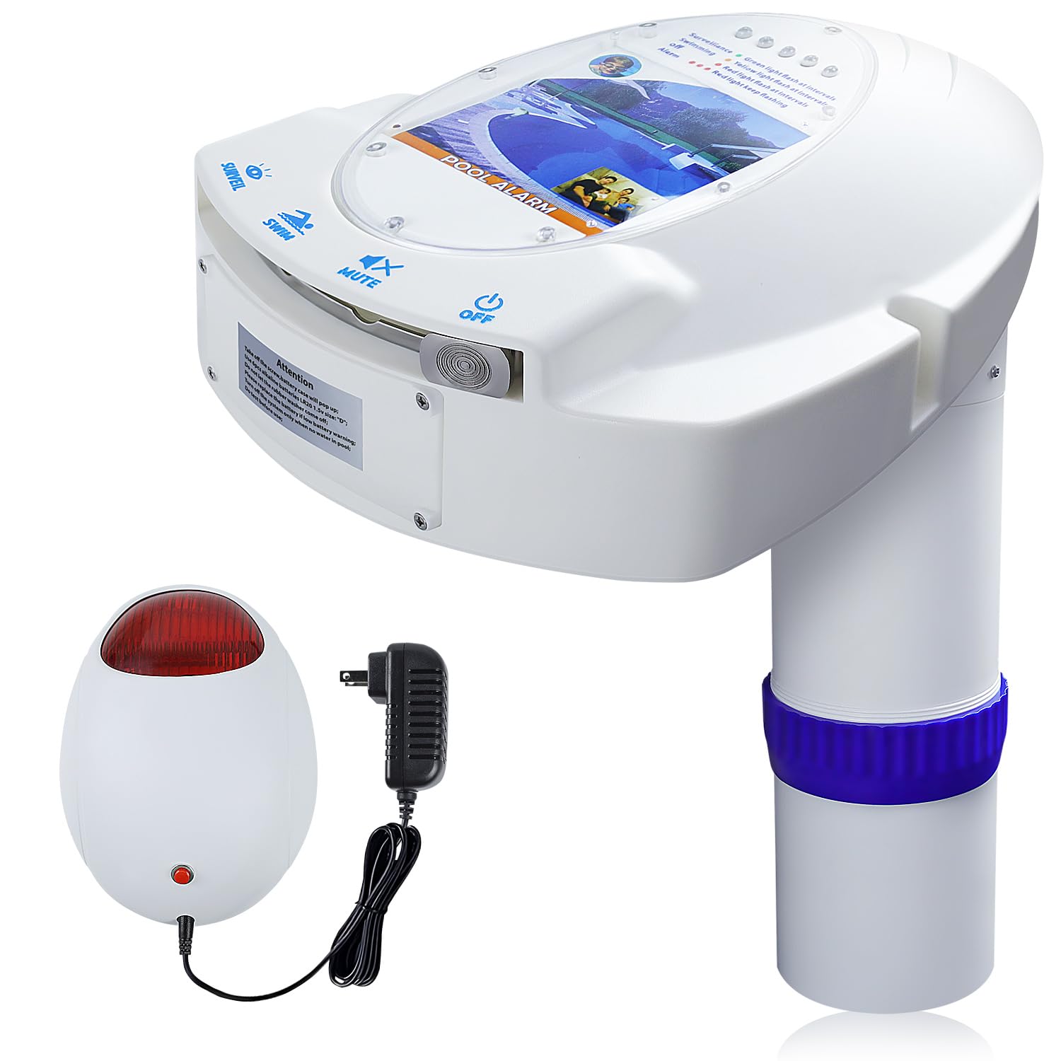 Wireless Pool Alarm for Inground & Above Ground Pools - Water Motion Sensor & Immersion Safety Alarm System with Remote Receiver | FCC-Compliant for Kids & Pets Safety | Perfect for Backyard, Vacation Homes & Community Pools