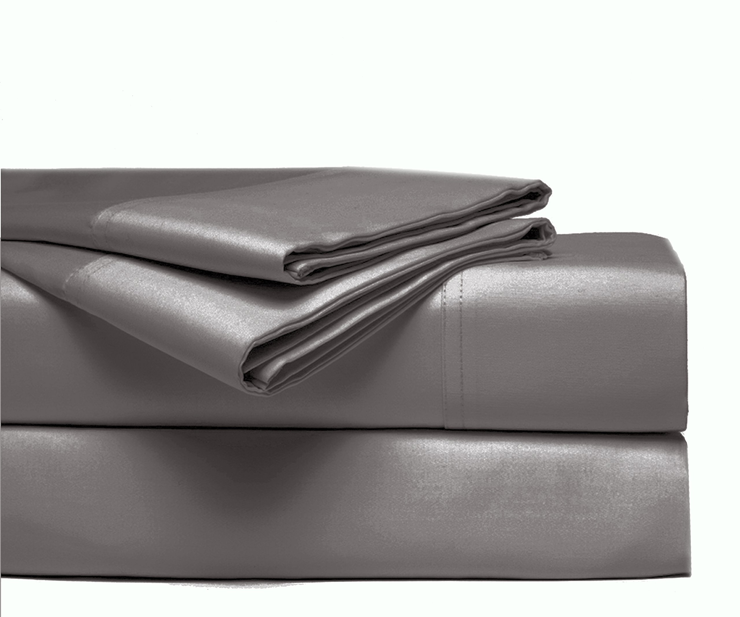 Belle Epoque 700 Thread Count Queen Size Sheet Set - Luxury Grey Bedding for Comfortable Sleep & Hotel Style Bedroom Decor