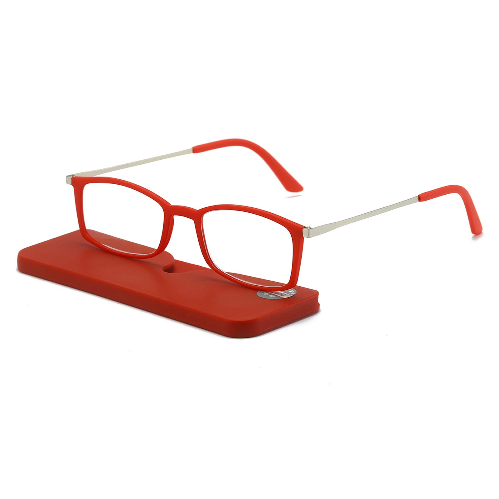 KoKoBin Ultra-Thin Anti-Blue Light Reading Glasses - Anti-Glare Computer Glasses with 3.00 Magnification (Red Frame) - Reduce Eye Strain for Office Work & Screen Time