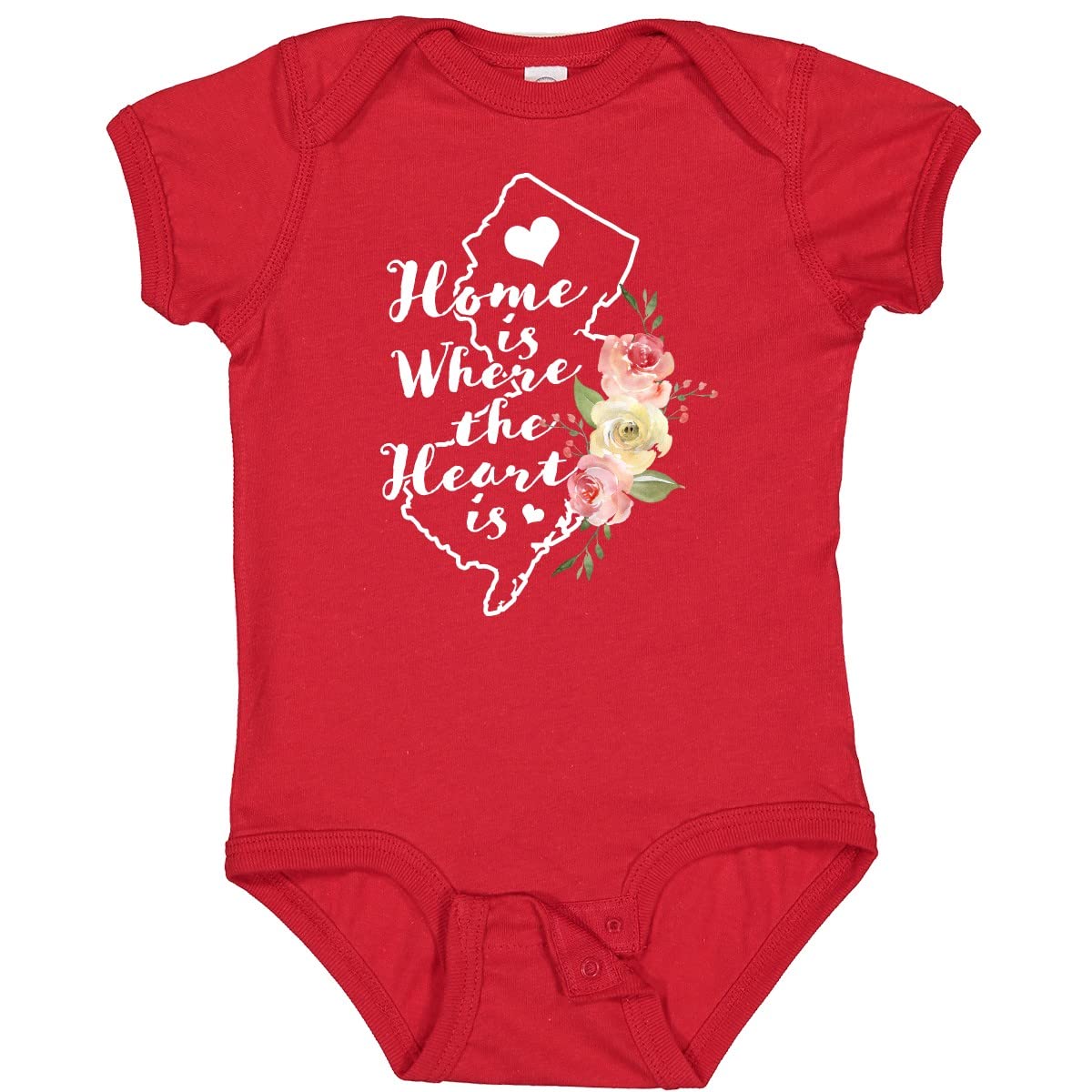 Inktastic New Jersey Home is Where The Heart is Watercolor Baby Bodysuit - Soft Cotton Infant Onesie for Boys & Girls - Perfect for Family Photos, Holidays & Everyday Wear