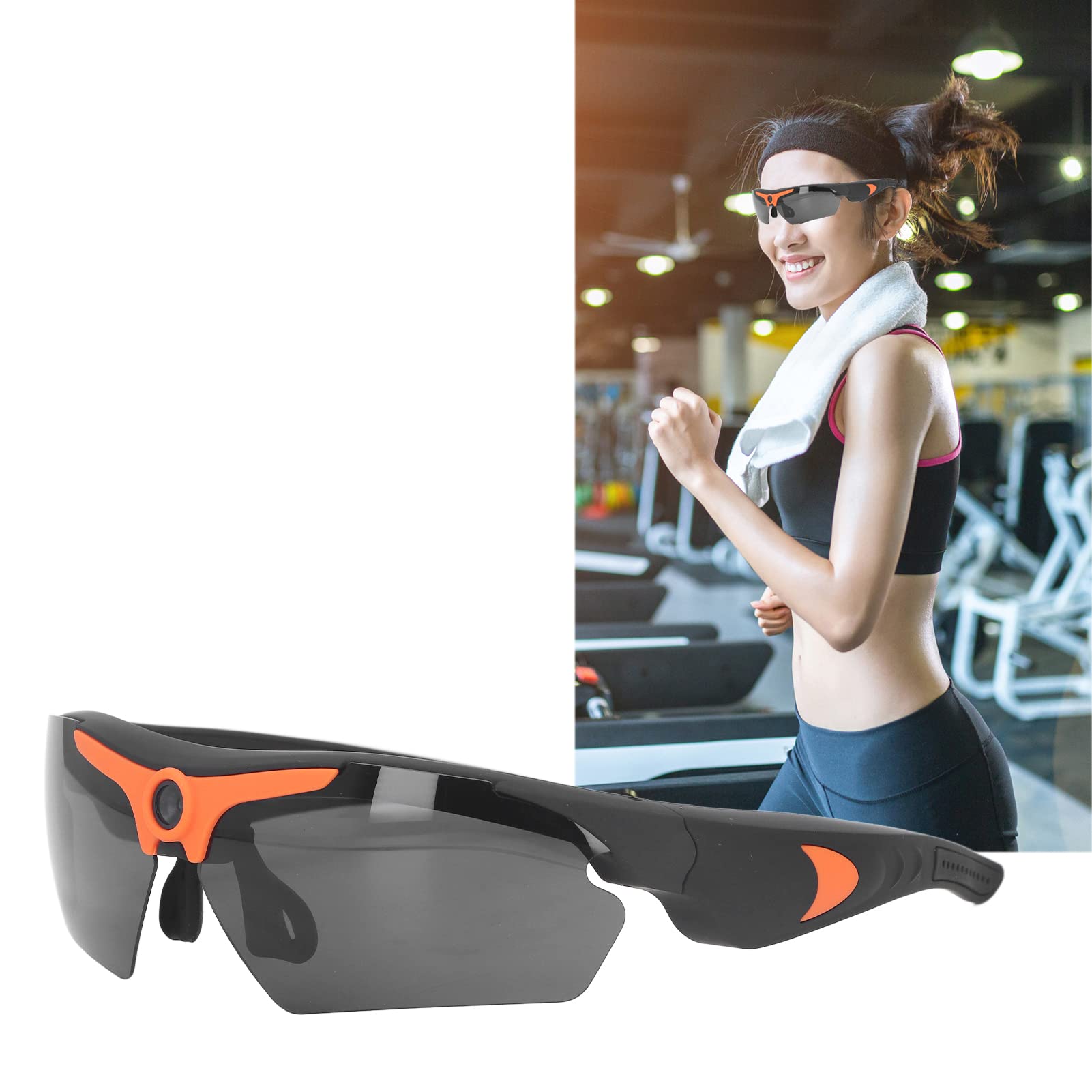 1080P HD Video Recording Camera Glasses with 256GB Support - Orange Sports Sunglasses for Cycling, Driving, Hiking, Fishing & Hunting | Hands-Free Action Camera for Outdoor Adventures