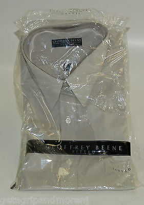Geoffrey Beene Men's Slim Fit Dress Shirt 17.5 Neck 34/35 Sleeve Light Grey - Formal Office Wear & Business Attire