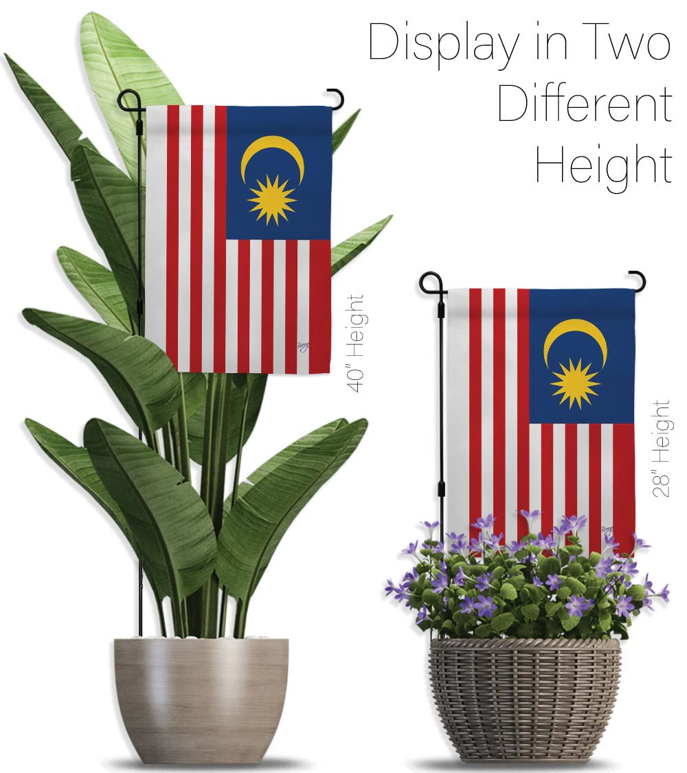 Breeze Decor Malaysia Garden Flag Set - Double-Sided Yard Banner for Home & Garden Decor