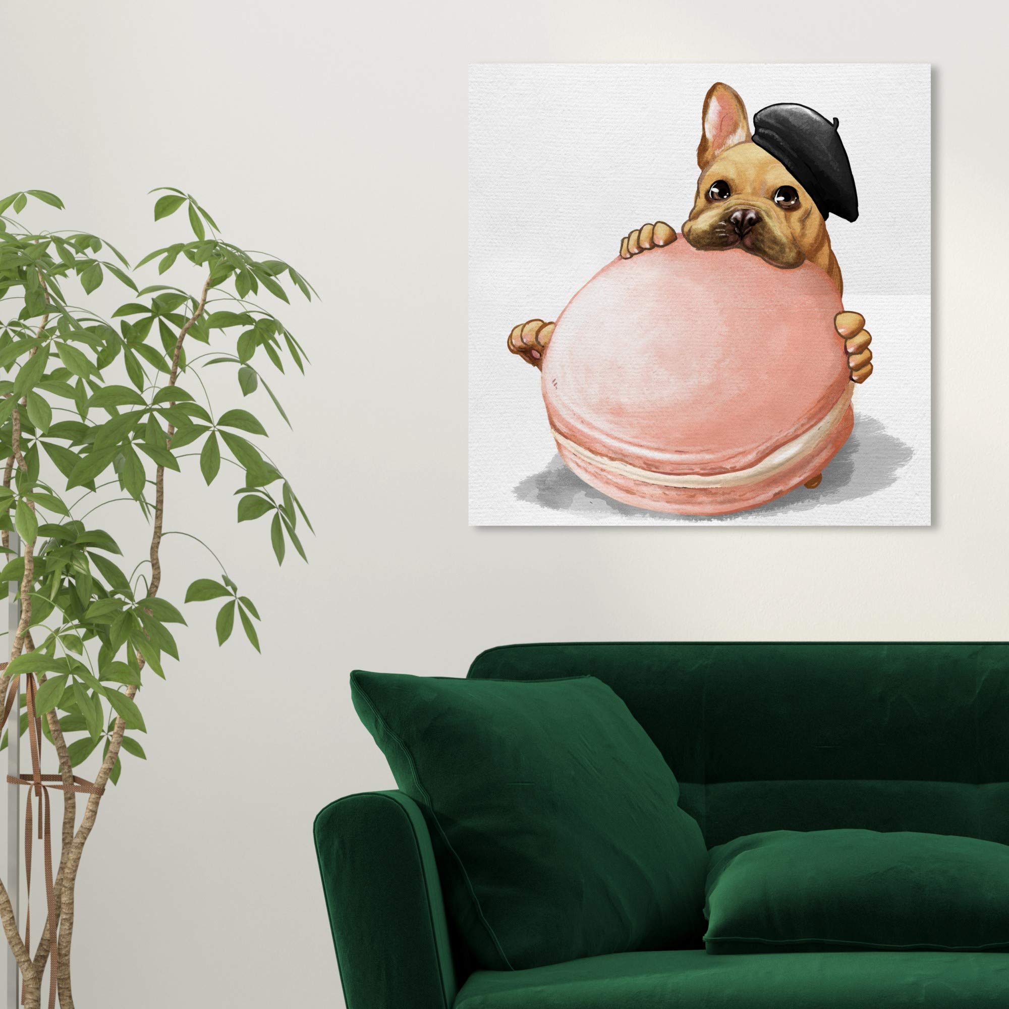 Oliver Gal Artist Co. 'Macaron Frenchie' Kitchen Wall Art Canvas Prints - Perfect for Home Decor, Cafe & Restaurant Wall Decor
