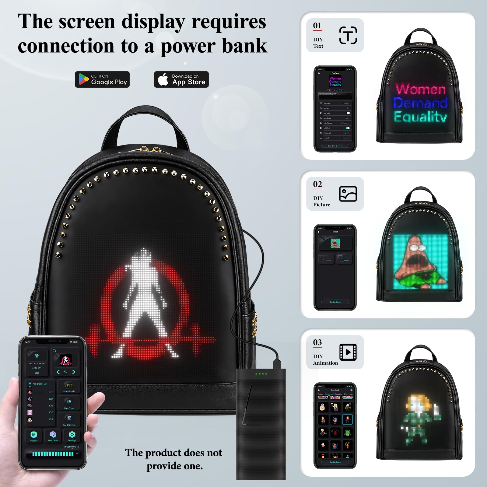 Gelrova LED Backpack Purse for Women - Stylish Quilted Daypack with USB Charging Port, 13 Inch Laptop Compartment - Perfect for Work, Business Travel, College & Nursing School - Water-Resistant Casual Backpack for Daily Commute & Night Out