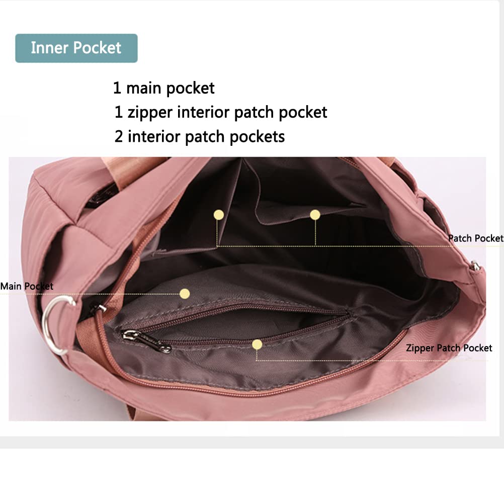 Waterproof Nylon Tote Bag for Women - Crossbody Shoulder Bag with Zipper Pocket - Lightweight Casual Purse for Work, Travel & Shopping
