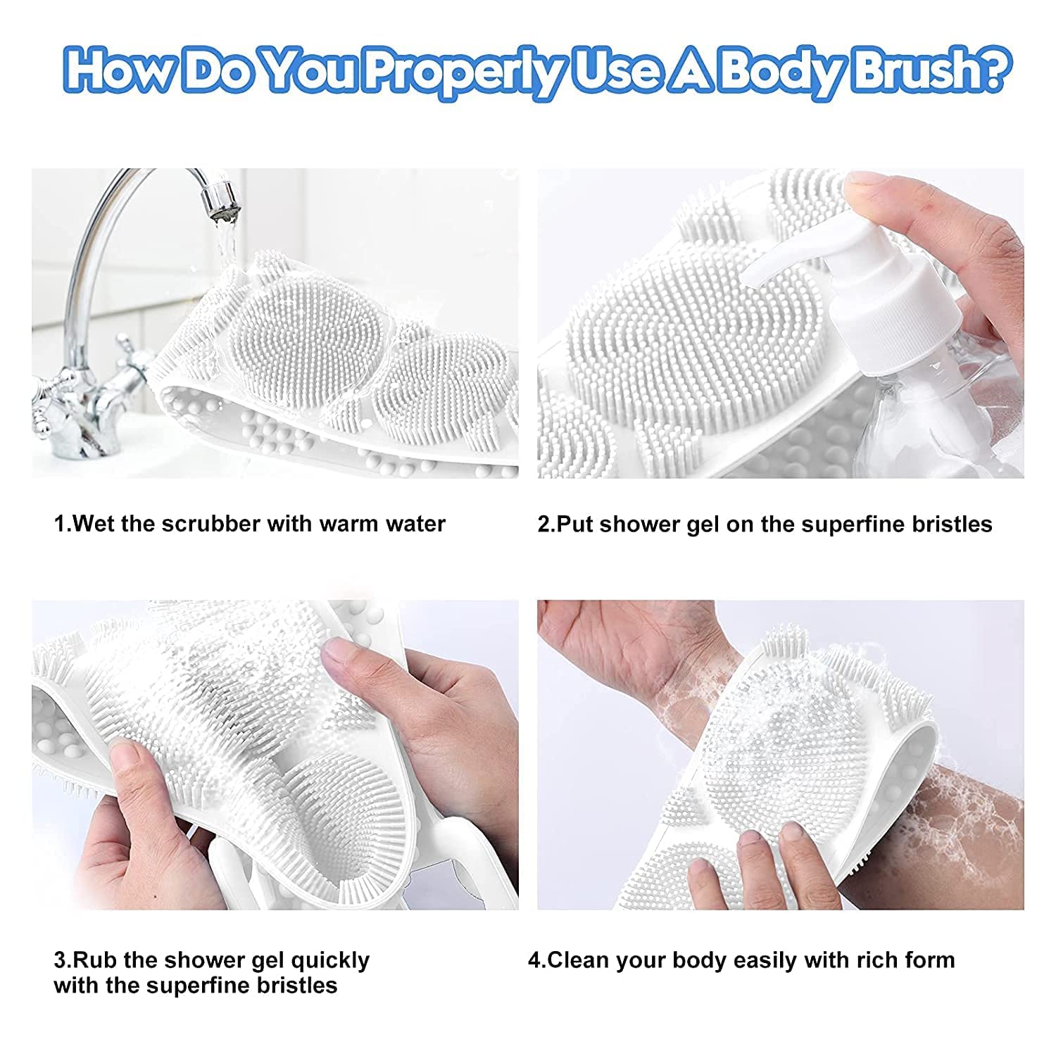 Nicolette Silicone Body Scrubber - Dual-Side Exfoliating Brush for Deep Skin Cleaning & Massage | Shower & Bath Use for Men & Women