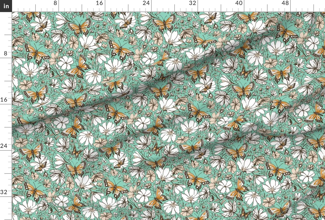 Butterfly Garden Floral Printed Minky Fabric by The Yard - Soft & Durable for Sewing Baby Blankets, Quilt Backing, Plush Toys - Perfect for Nursery Decor & DIY Craft Projects