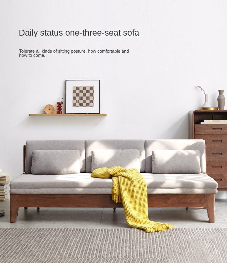 Solid Oak Wood Sofa Bed - Foldable & Convertible for Living Room, Guest Room, or Small Spaces - Multi-Functional Furniture for Comfort & Style