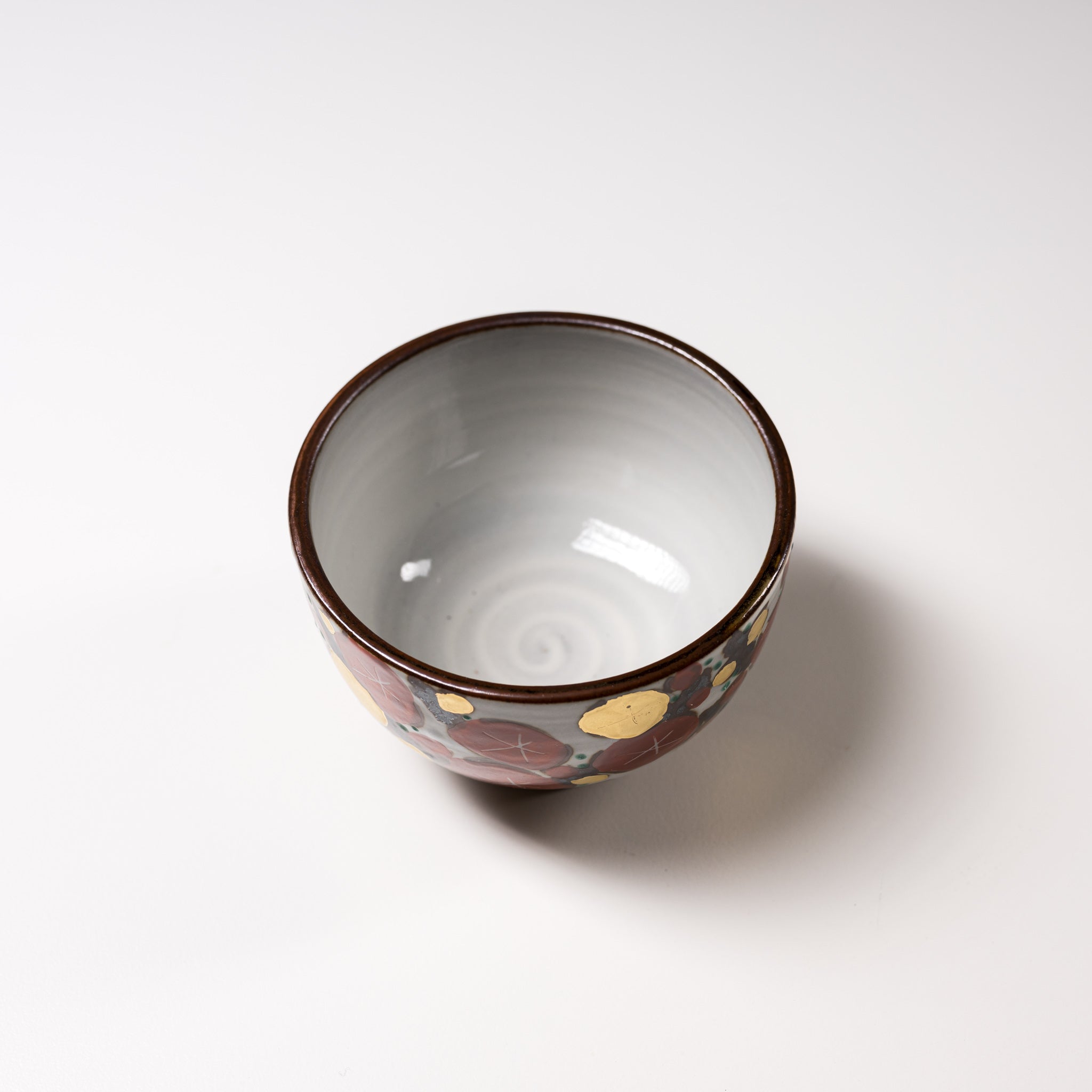 Handmade Kyo Kiyomizu Ware Kumidashi Tea Cup - Golden Plum Design - Authentic Japanese Ceramic Tea Cup for Matcha, Sencha & Green Tea - Perfect for Tea Ceremonies, Home Decor & Gifts