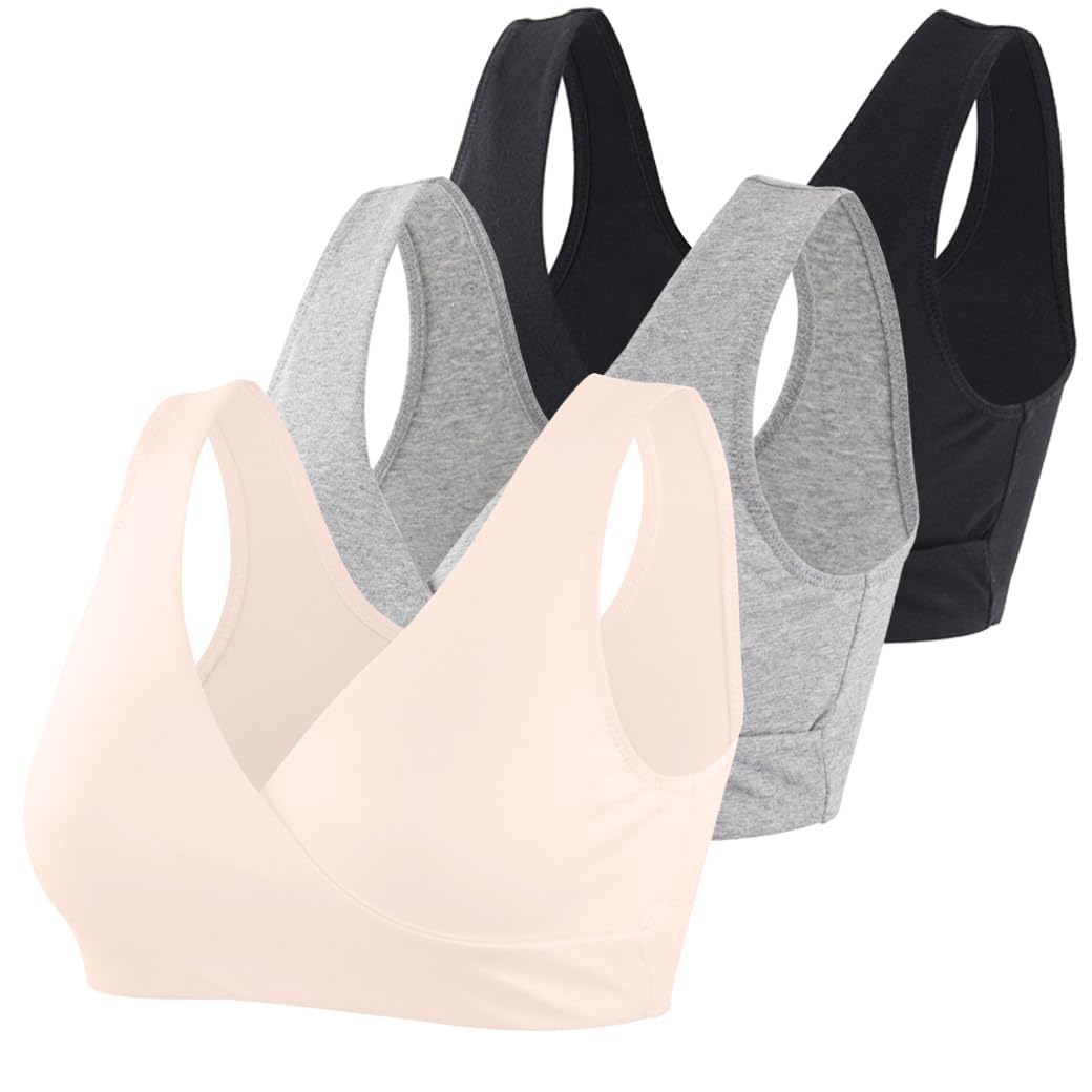 COLOMI Wireless Maternity Nursing Bra - Soft Cotton Breastfeeding Bra for Comfortable Sleep & Daily Wear - Perfect for Nursing Moms at Home or Work
