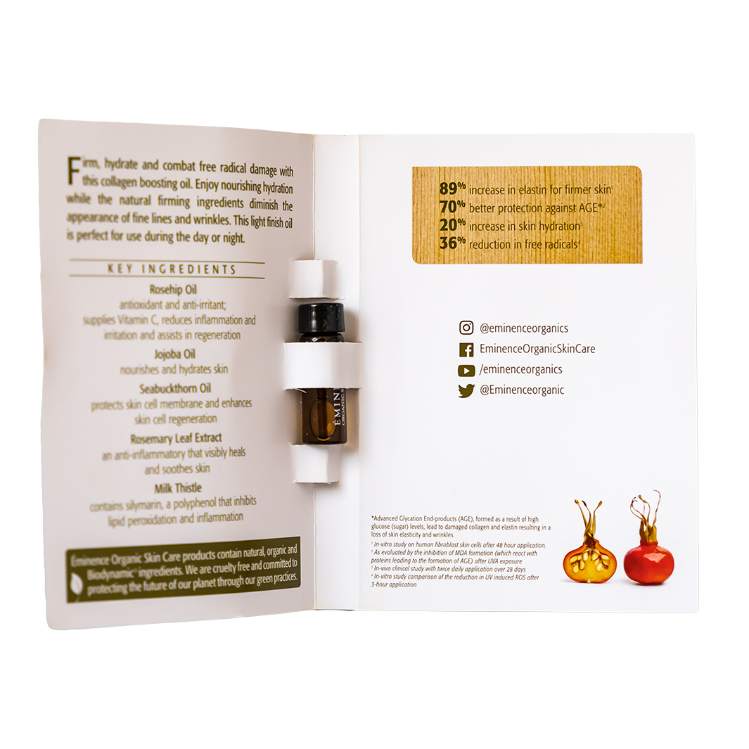 Eminence Organics Rosehip Triple C+E Firming Oil - Anti-Aging Facial Treatment for Glowing Skin - Perfect for Night Routine & Dry Skin Care