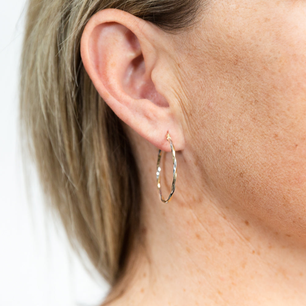 9ct Two Tone Gold High Polish Twist Hoop Earrings for Women - Elegant Fashion Jewelry for Parties, Weddings & Everyday Wear