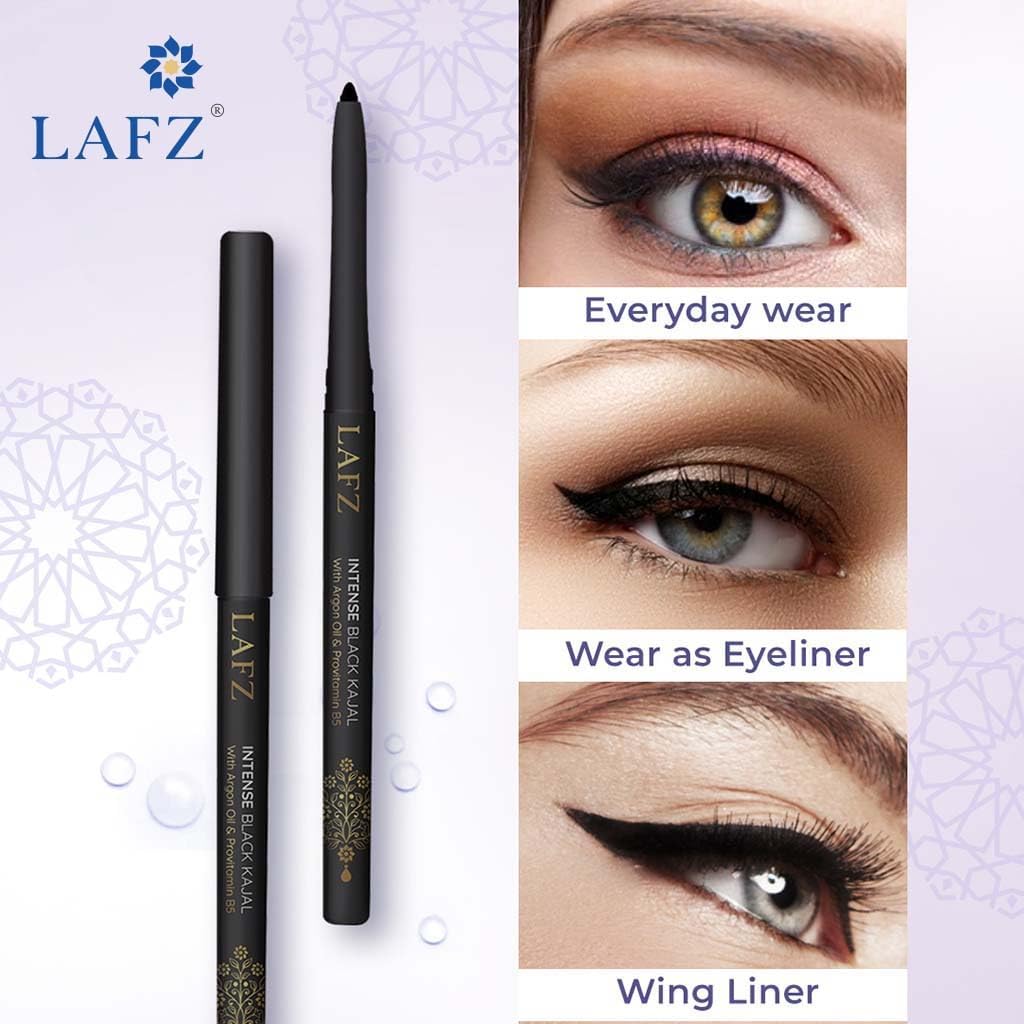 Lafz Intense Black Kajal Eyeliner - 0.35g Smudge-Proof & Long-Lasting for Dramatic Eye Makeup | Perfect for Daily Wear, Parties & Special Occasions