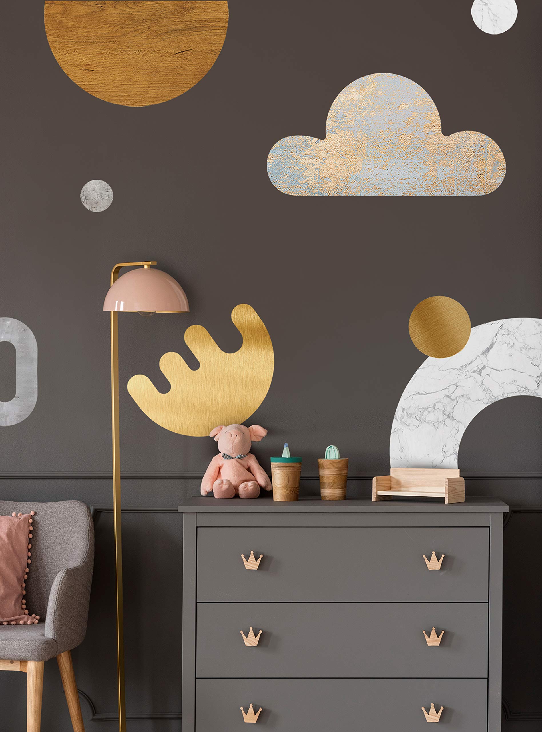 Minimalist Mid-Century Modern Art Vinyl Peel and Stick Wall Decals - Self-Adhesive Geometric Wall Stickers for Living Room, Bedroom, Nursery & Office Decor