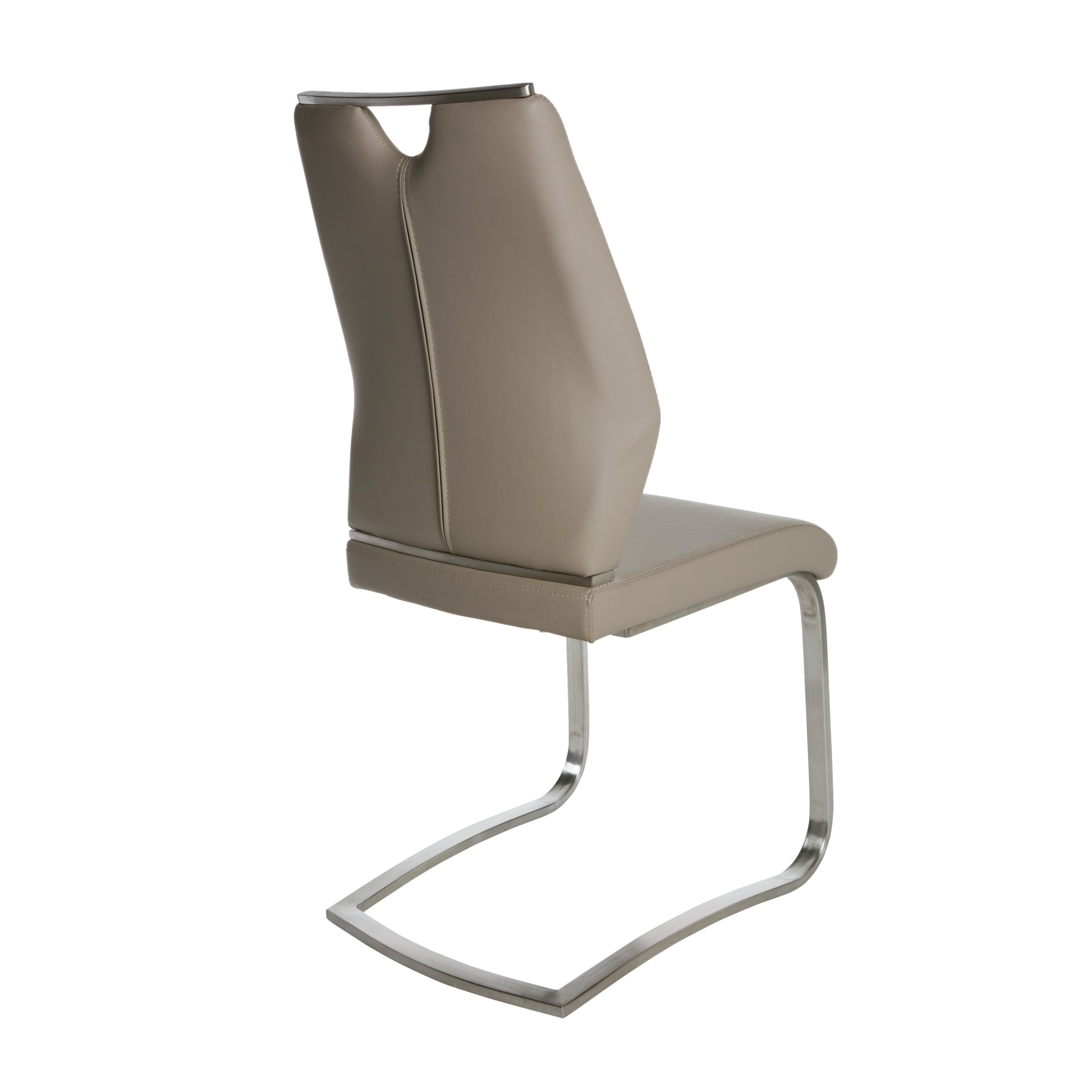 Lexington Side Leather Chair in Brushed Stainless Steel - Set of 2 Modern Dining Chairs for Home & Office | Perfect for Dining Rooms, Conference Tables & Lounge Areas