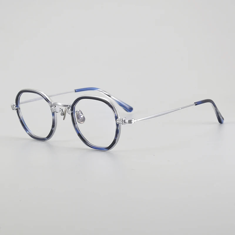 Aror Unisex Full Rim Flat Top Polygon Titanium Acetate Eyeglasses 4941 - Lightweight Durable Frame for Work, Reading & Fashion | Trendy Geometric Glasses for Men & Women