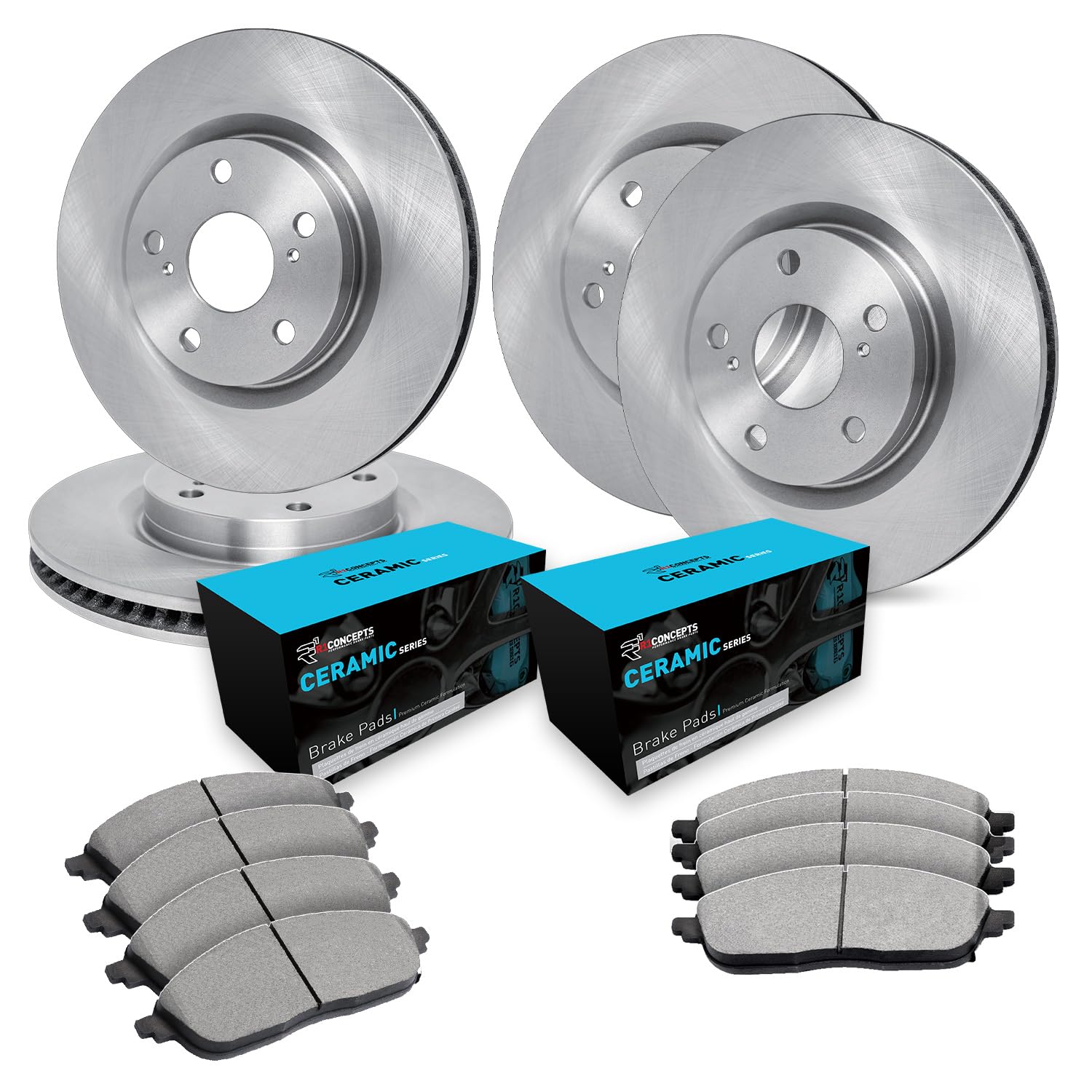 R1 Concepts Premium Ceramic Brake Pads and Rotors Kit - Front & Rear Set for 2010 Hyundai Elantra | High-Performance Braking System | Perfect for Daily Commuting, City Driving and Highway Safety