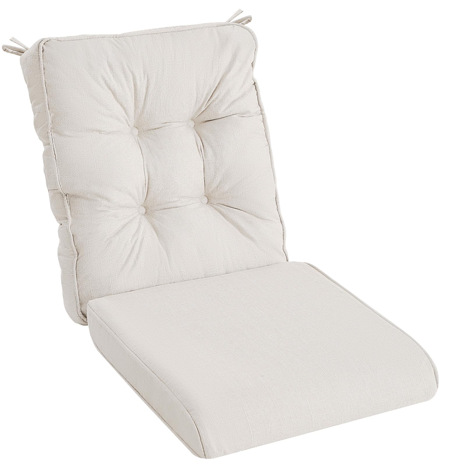 Idee-Home Rocking Chair Cushion Set - Thick Foam Seat Pads with Ties, Water-Resistant & Durable for Indoor/Outdoor Use - Beige | Perfect for Patio, Porch, Garden & Living Room Comfort